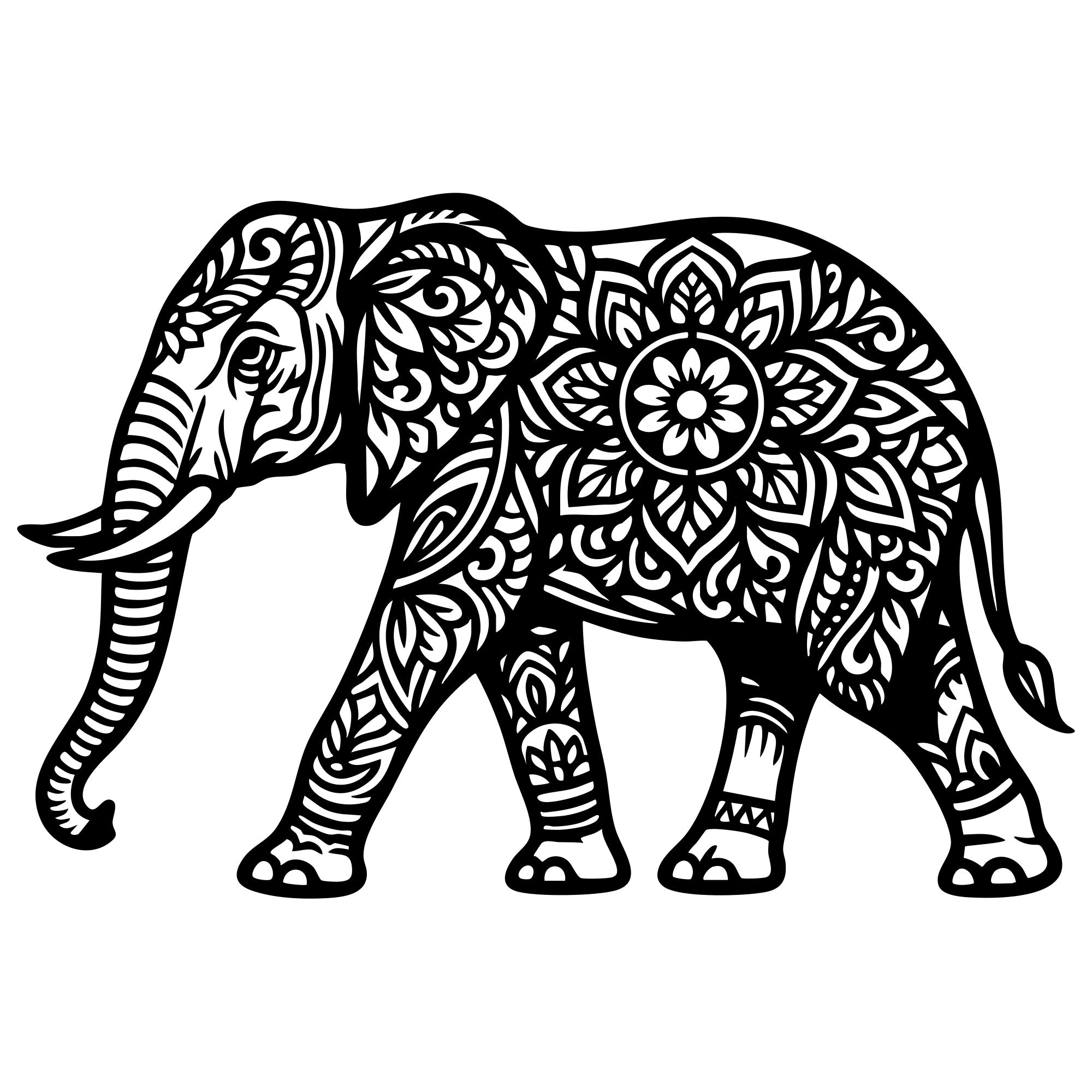 Mandala Elephant DXF File – CNC Cutting Design | AWELEPHANT616