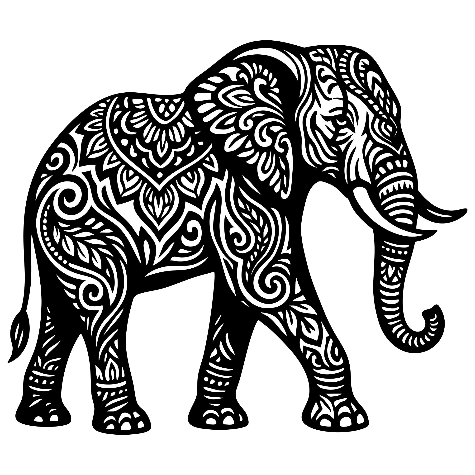 Mandala Elephant DXF File – CNC Cutting Design | AWELEPHANT617