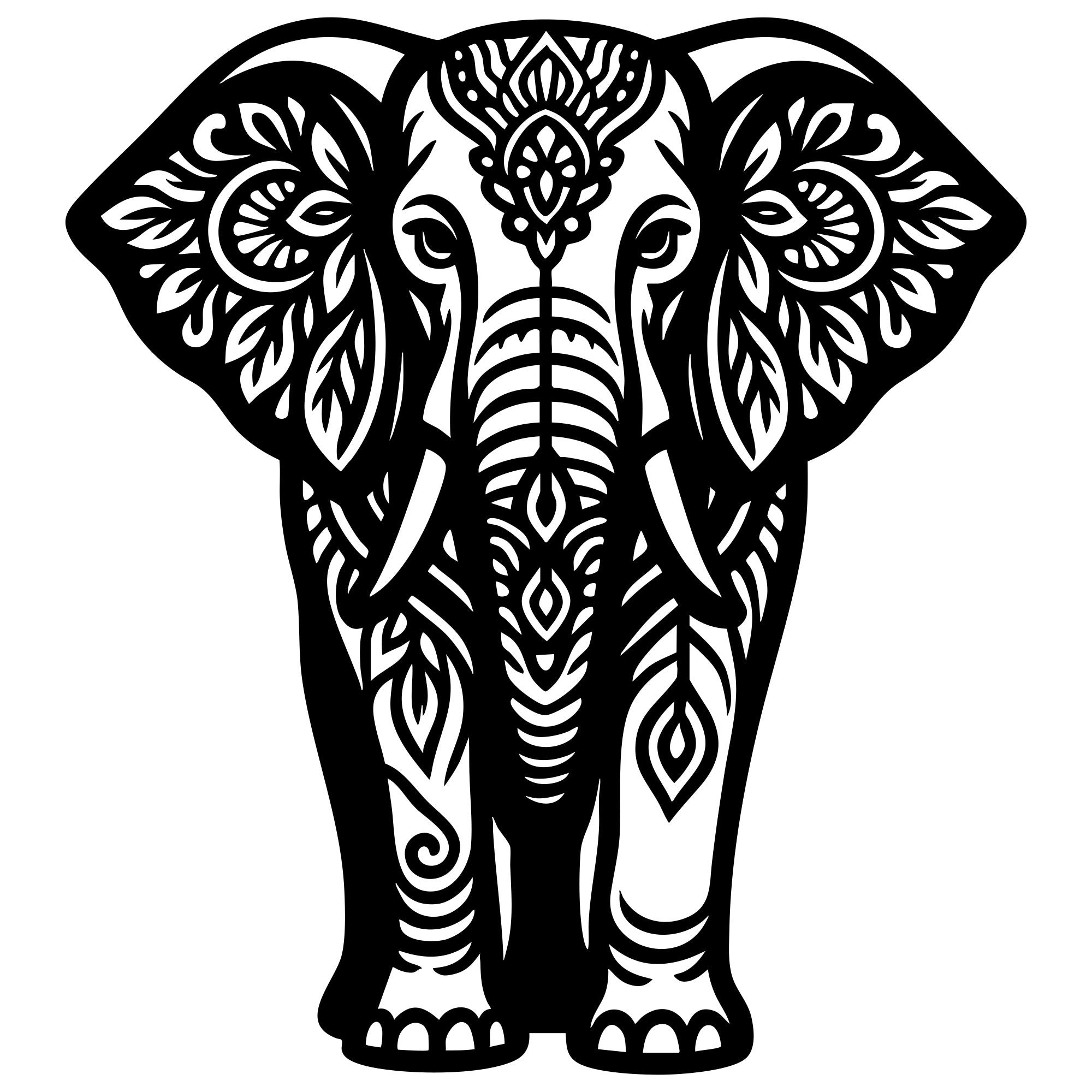 Mandala Elephant DXF File – CNC Cutting Design | AWELEPHANT618