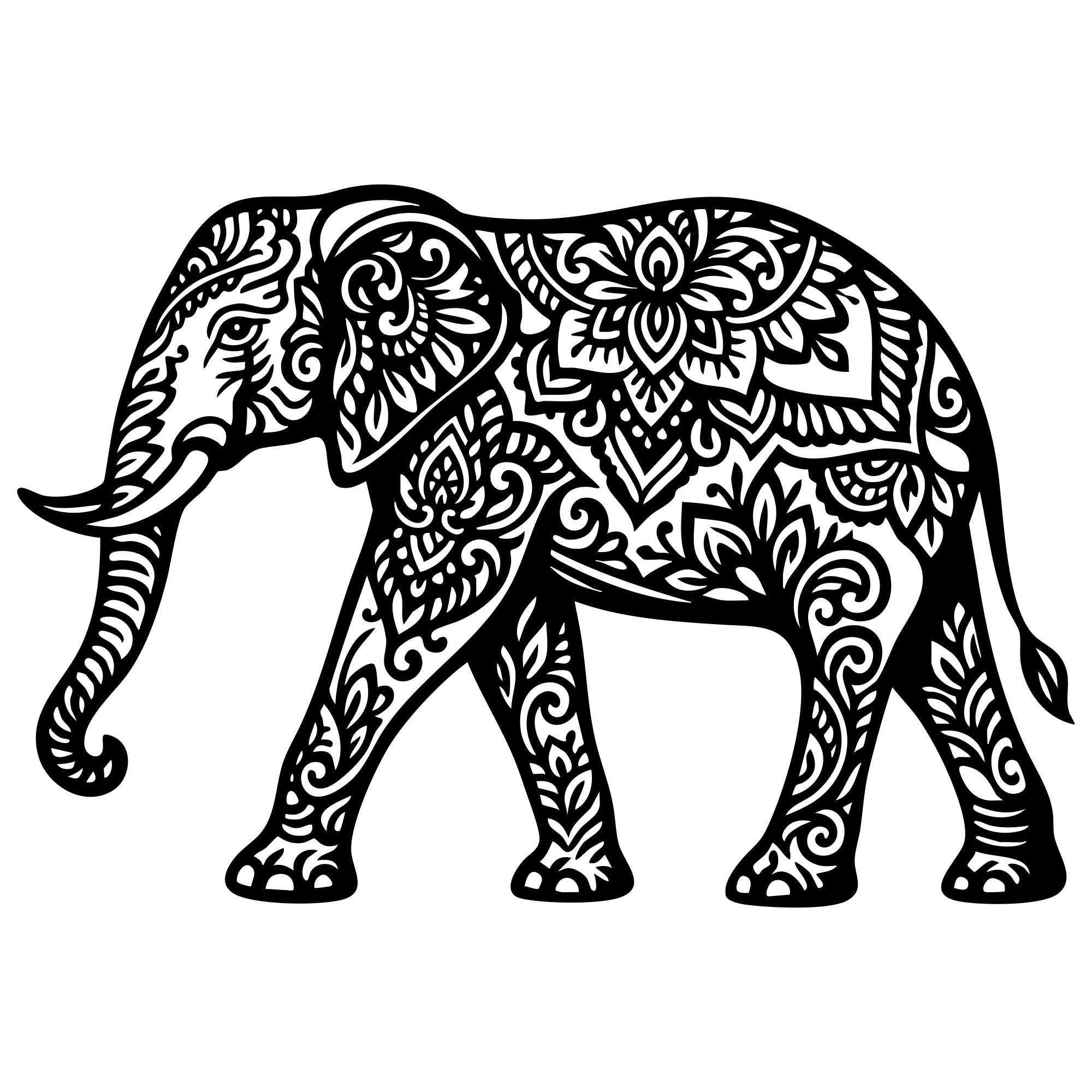 Mandala Elephant DXF File – CNC Cutting Design | AWELEPHANT619
