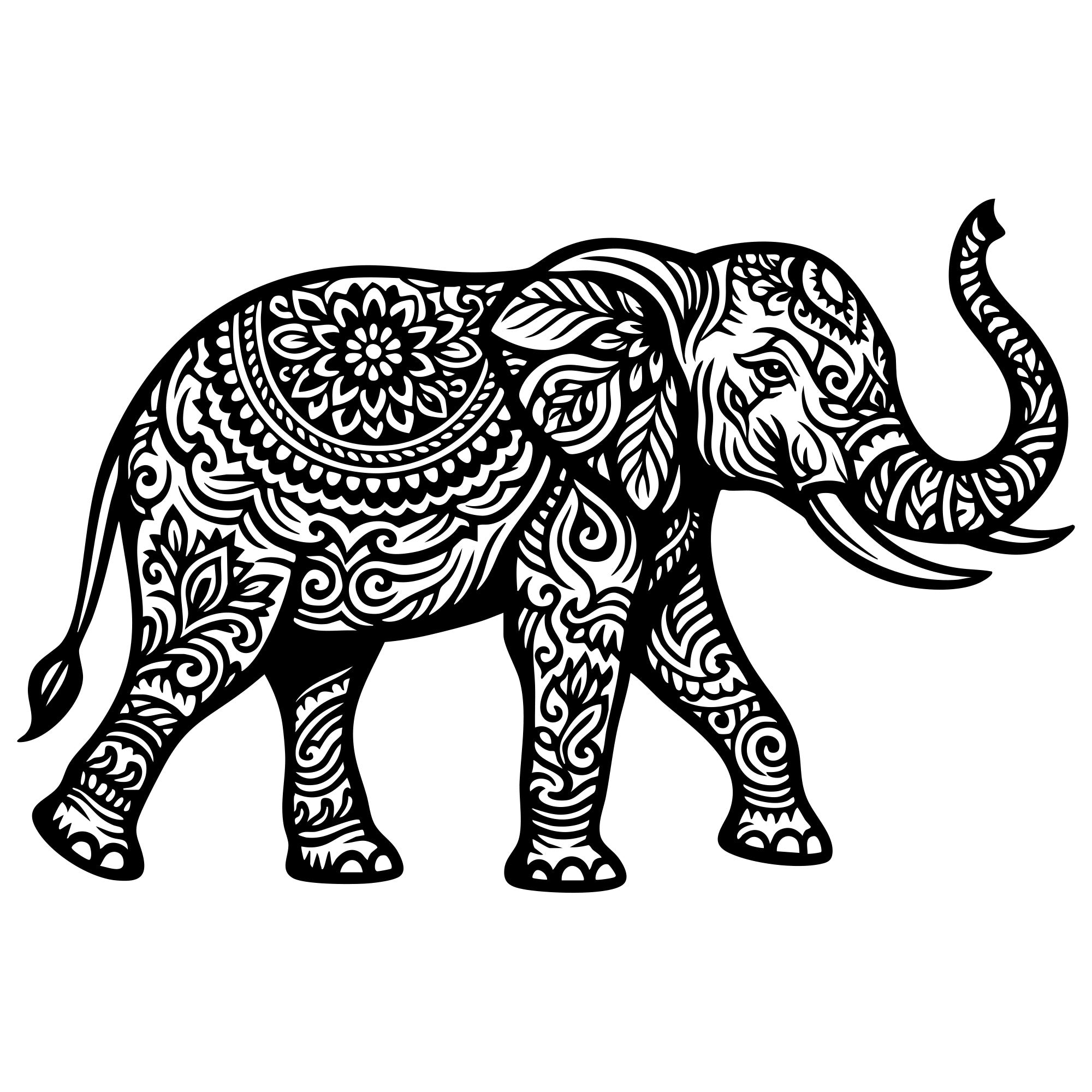 Mandala Elephant DXF File – CNC Cutting Design | AWELEPHANT620