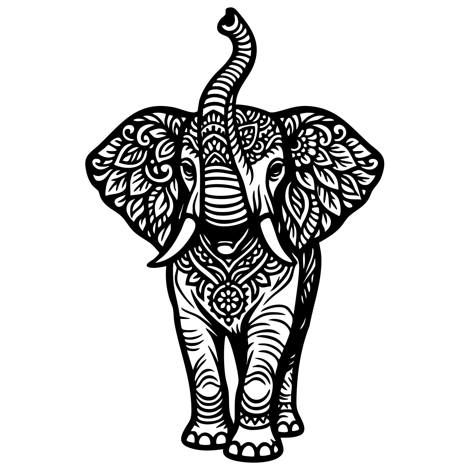 Mandala Elephant DXF File – CNC Cutting Design | AWELEPHANT621