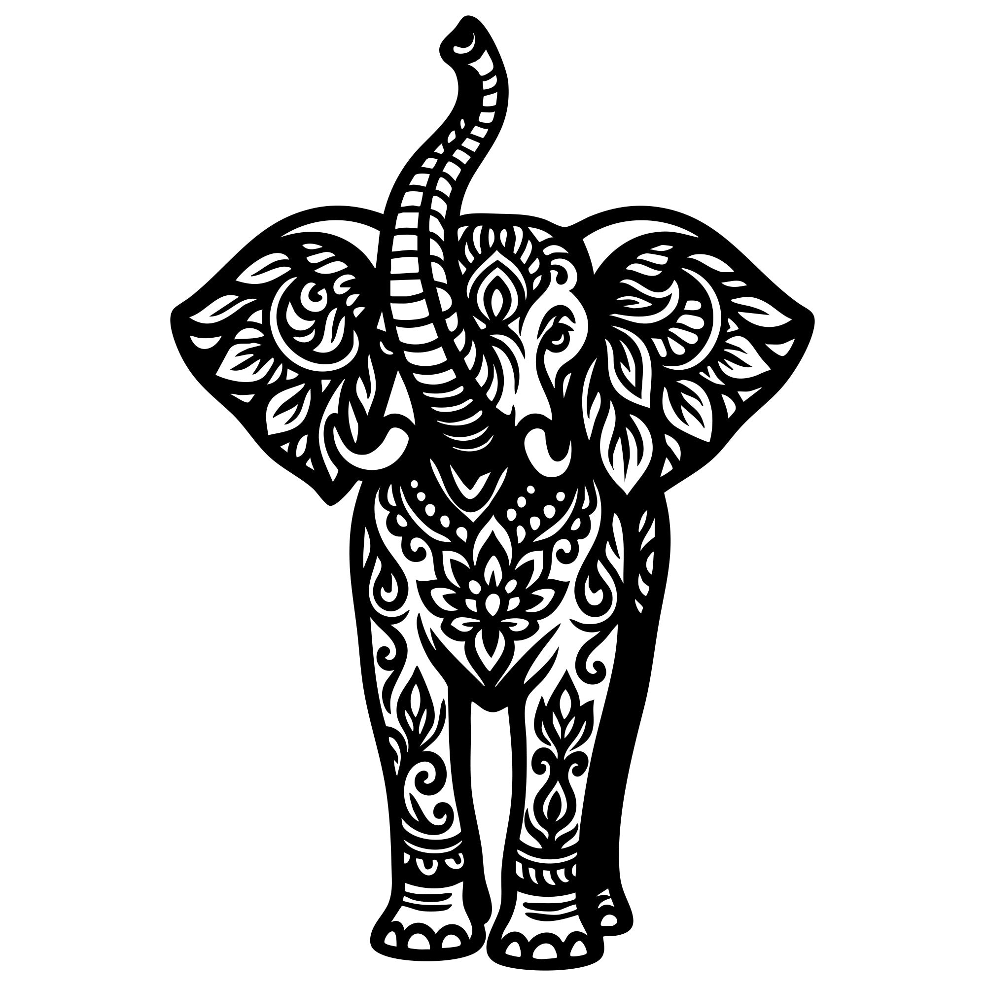 Mandala Elephant DXF File – CNC Cutting Design | AWELEPHANT623