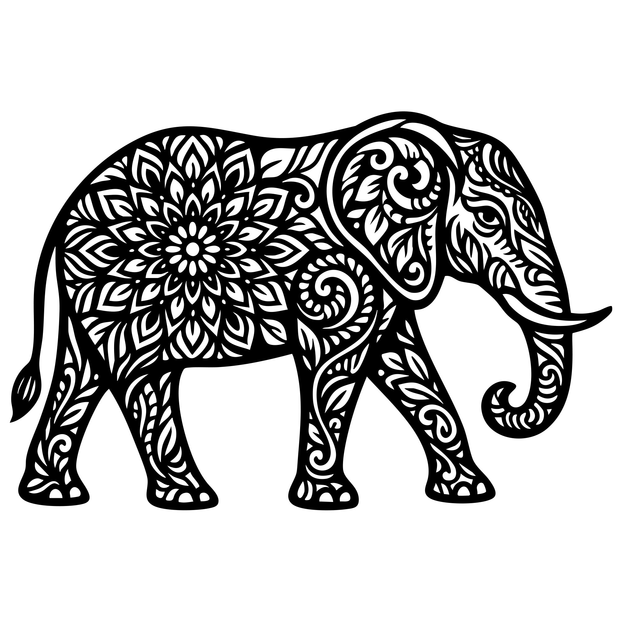 Mandala Elephant DXF File – CNC Cutting Design | AWELEPHANT624