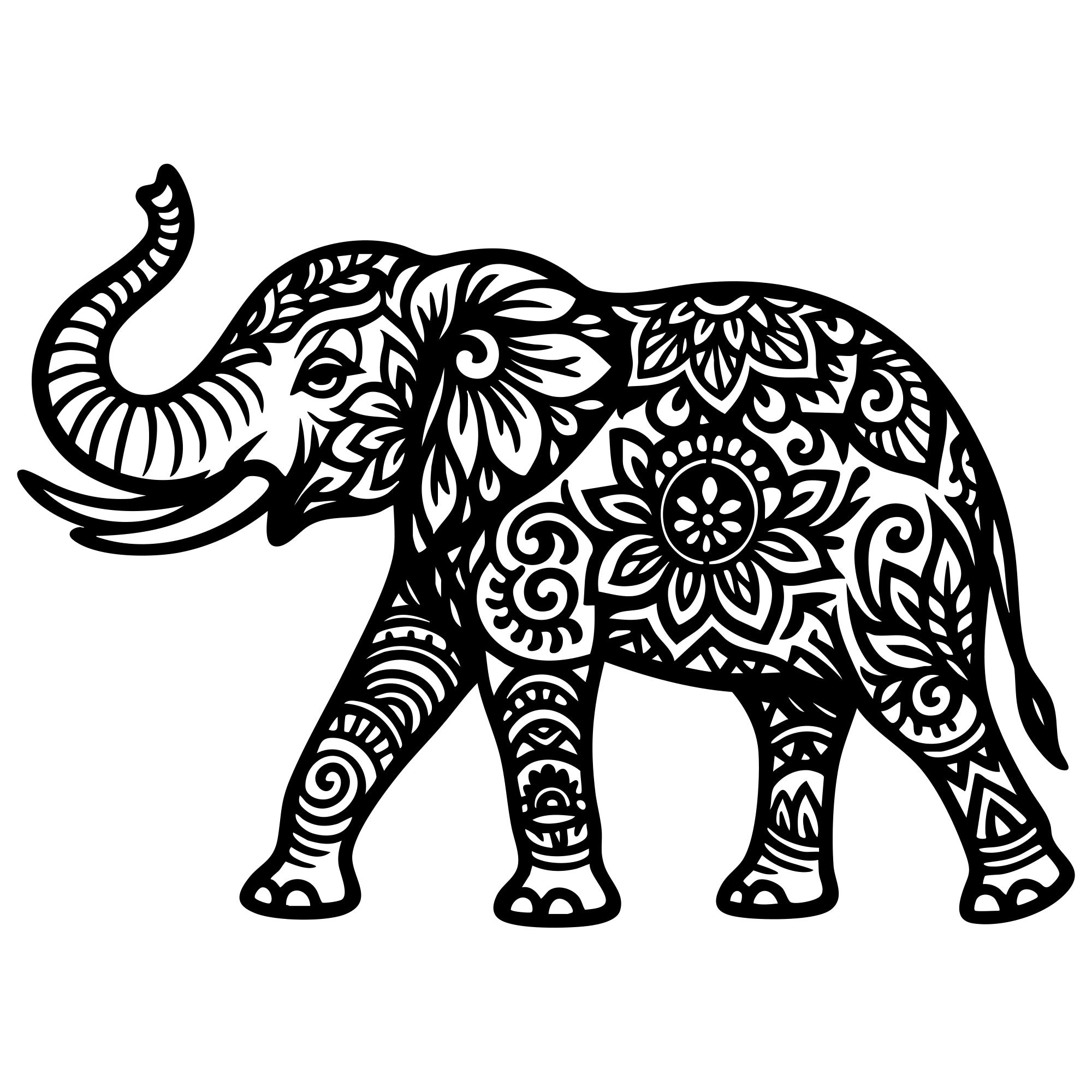 Mandala Elephant DXF File – CNC Cutting Design | AWELEPHANT626