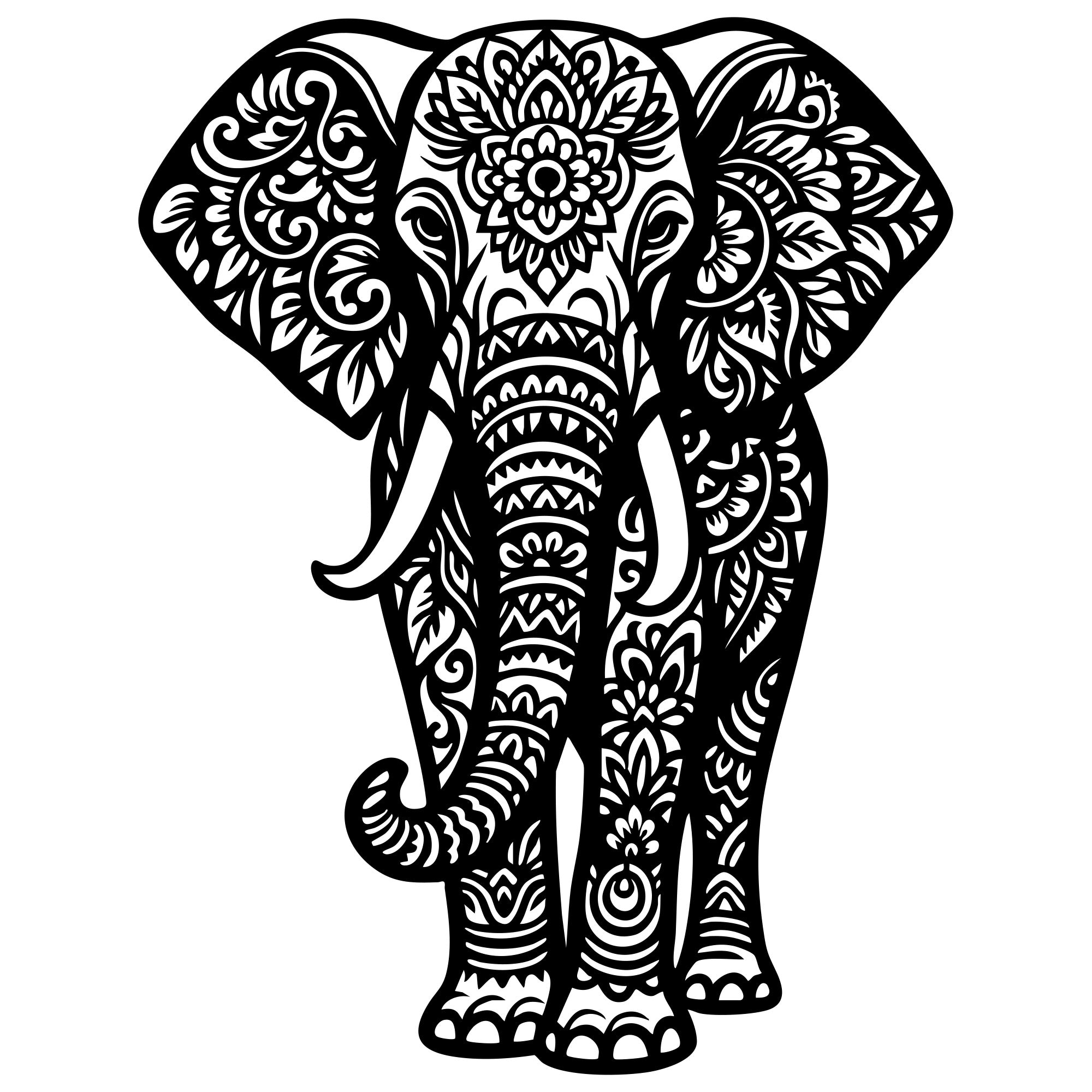 Mandala Elephant DXF File – CNC Cutting Design | AWELEPHANT627