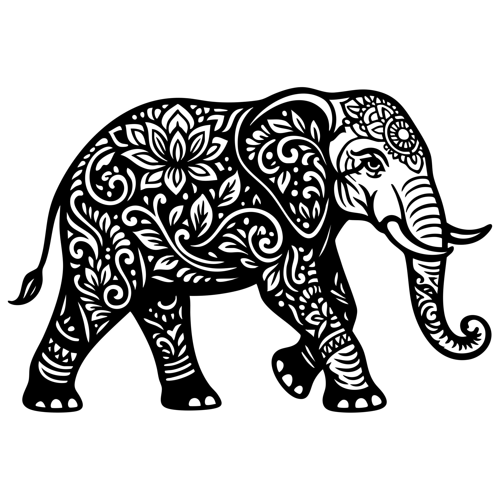 Mandala Elephant DXF File – CNC Cutting Design | AWELEPHANT628