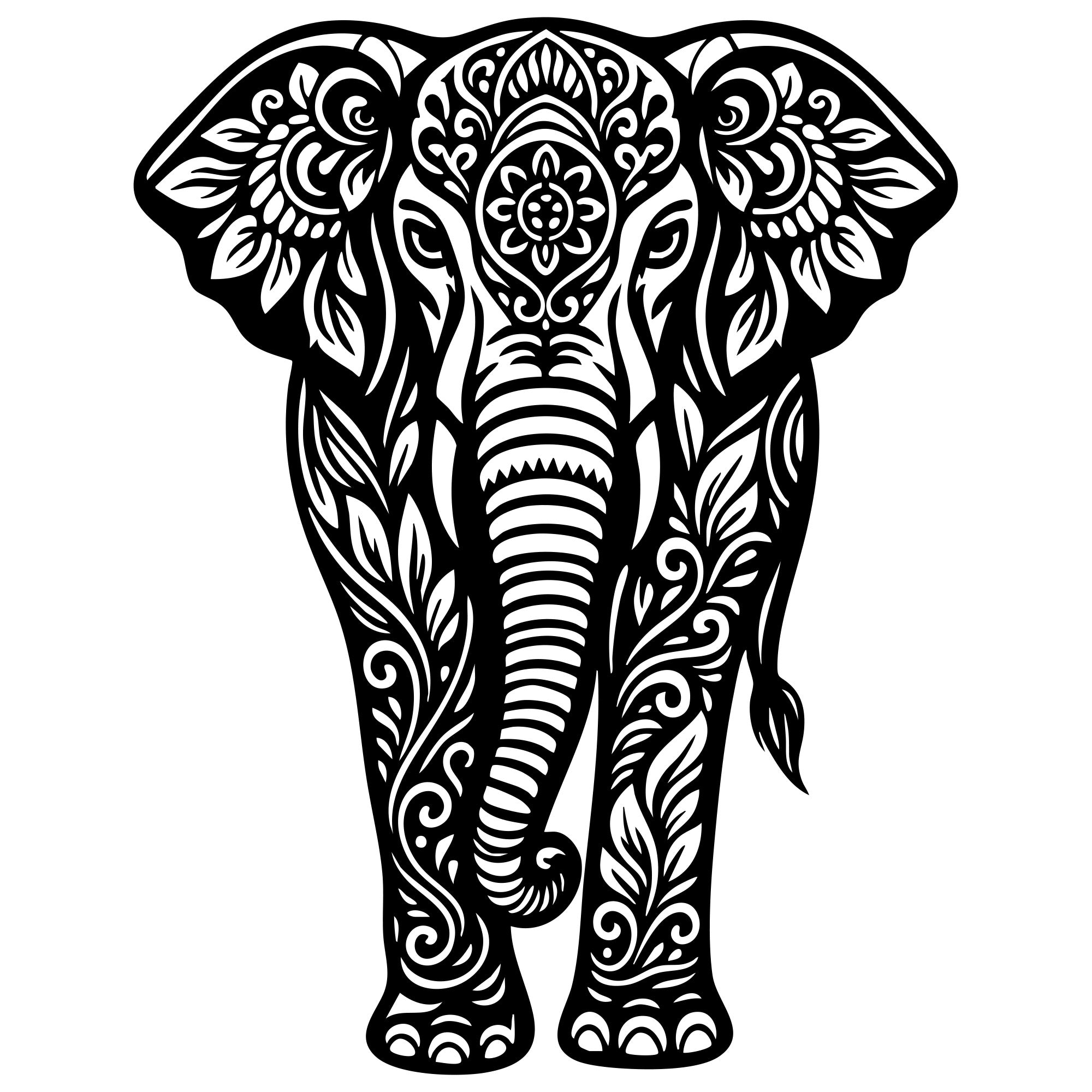 Mandala Elephant DXF File – CNC Cutting Design | AWELEPHANT631