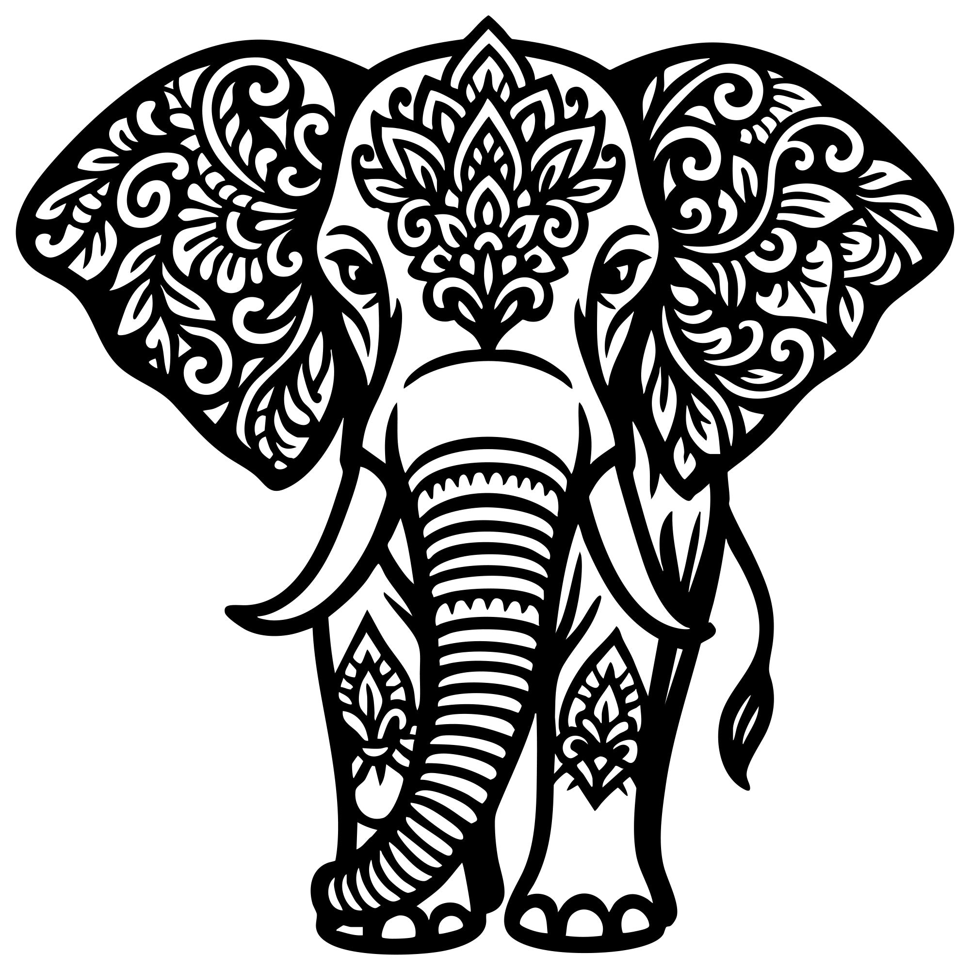 Mandala Elephant DXF File – CNC Cutting Design | AWELEPHANT633