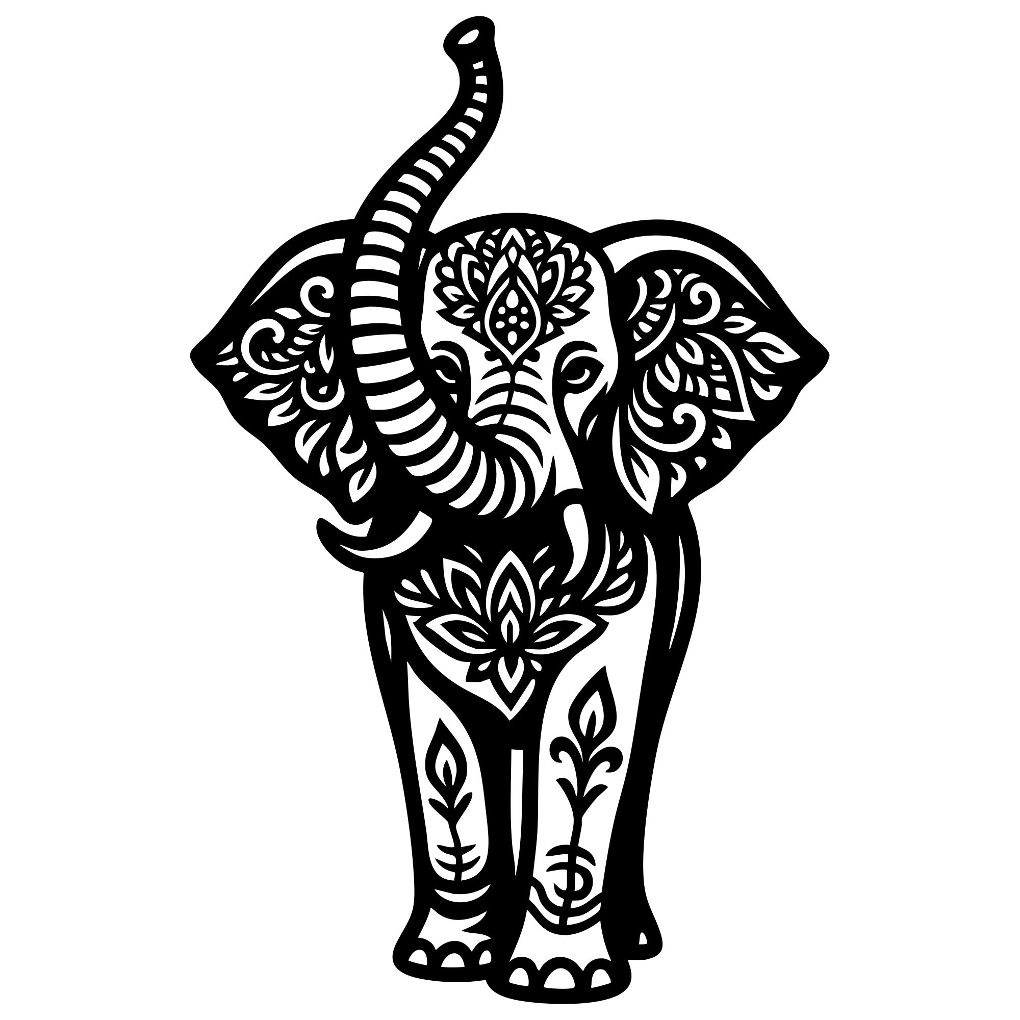 Mandala Elephant DXF File – CNC Cutting Design | AWELEPHANT634