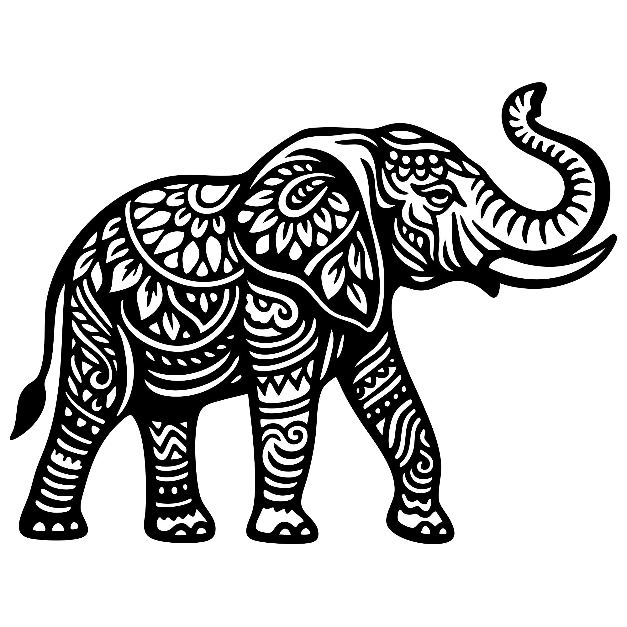 Mandala Elephant DXF File – CNC Cutting Design | AWELEPHANT636