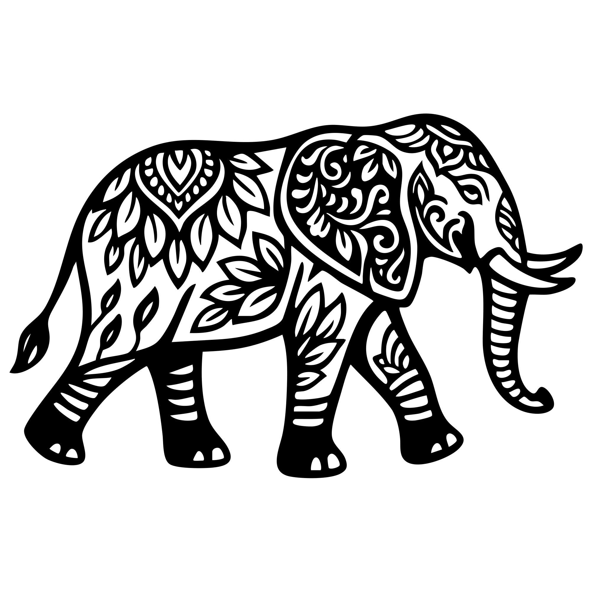 Mandala Elephant DXF File – CNC Cutting Design | AWELEPHANT640