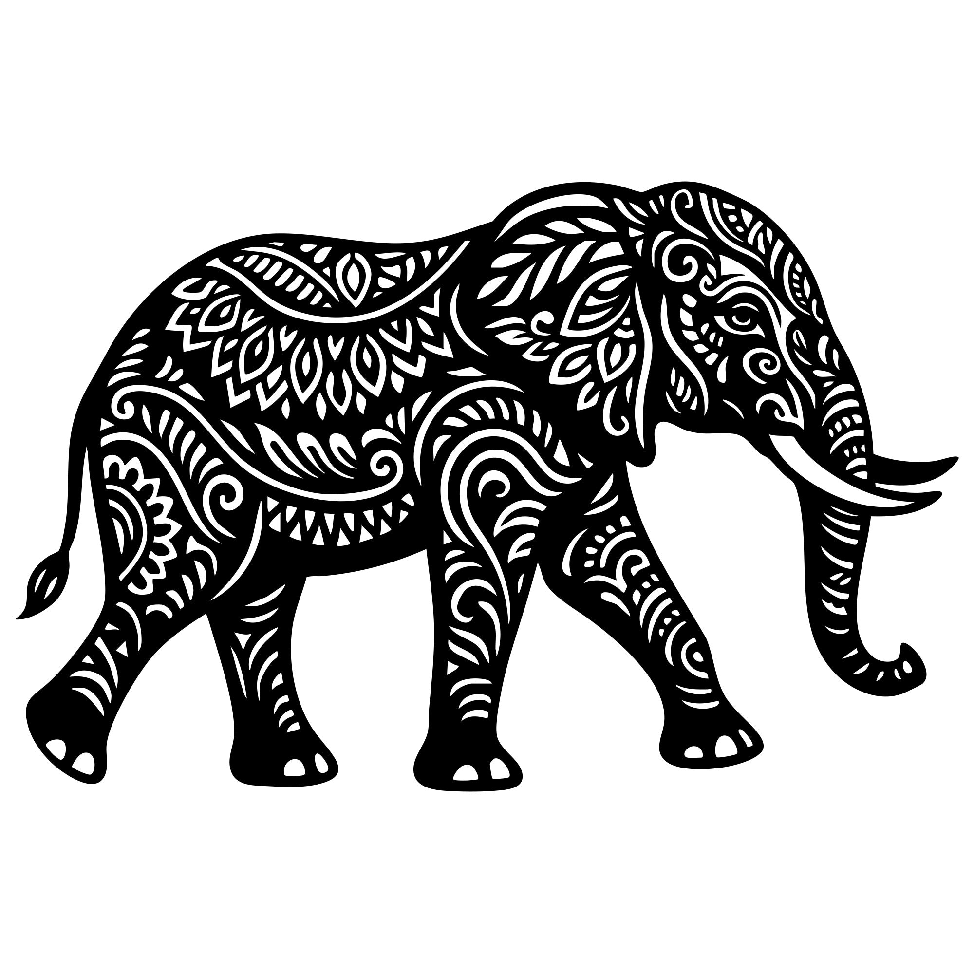 Mandala Elephant DXF File – CNC Cutting Design | AWELEPHANT642