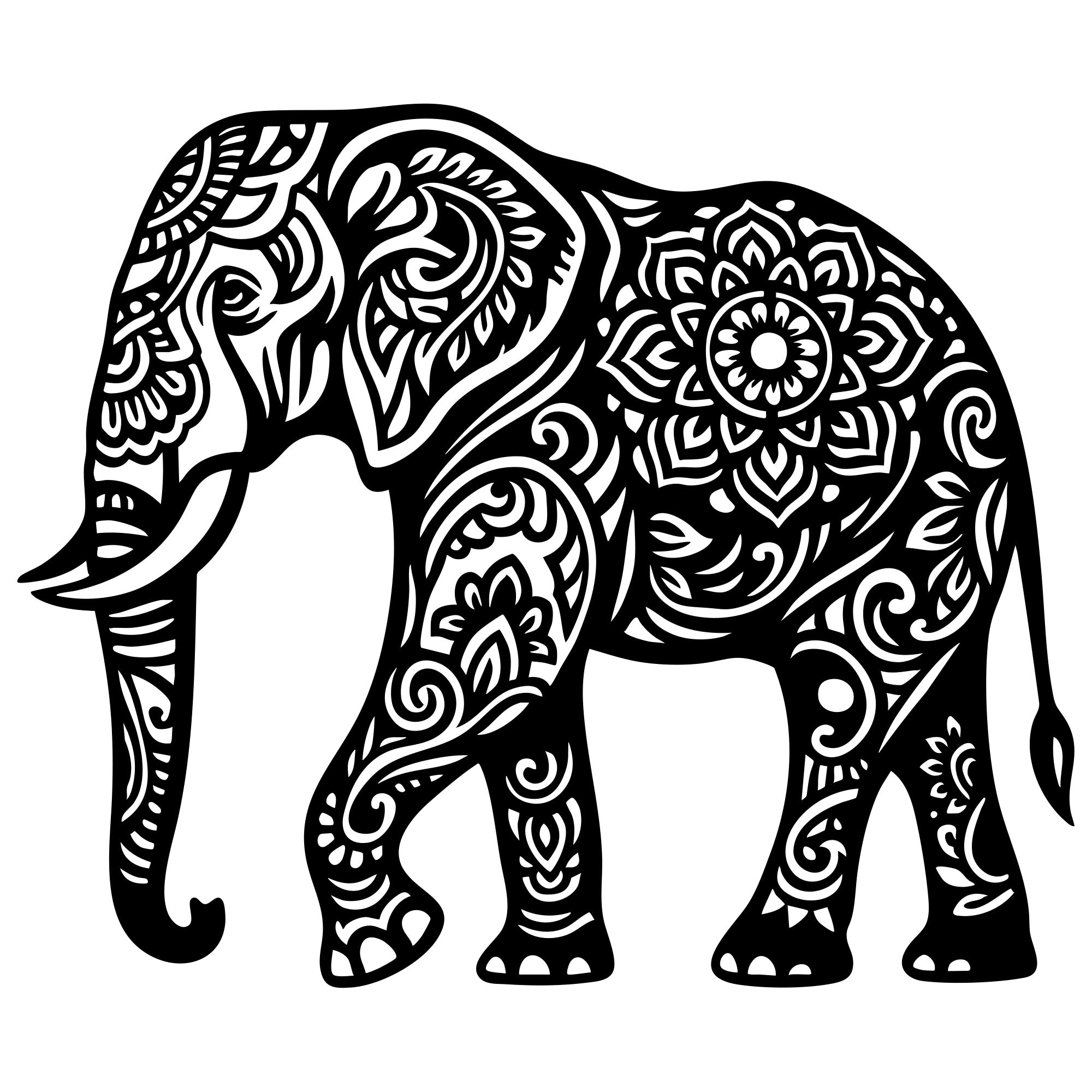 Mandala Elephant DXF File – CNC Cutting Design | AWELEPHANT643