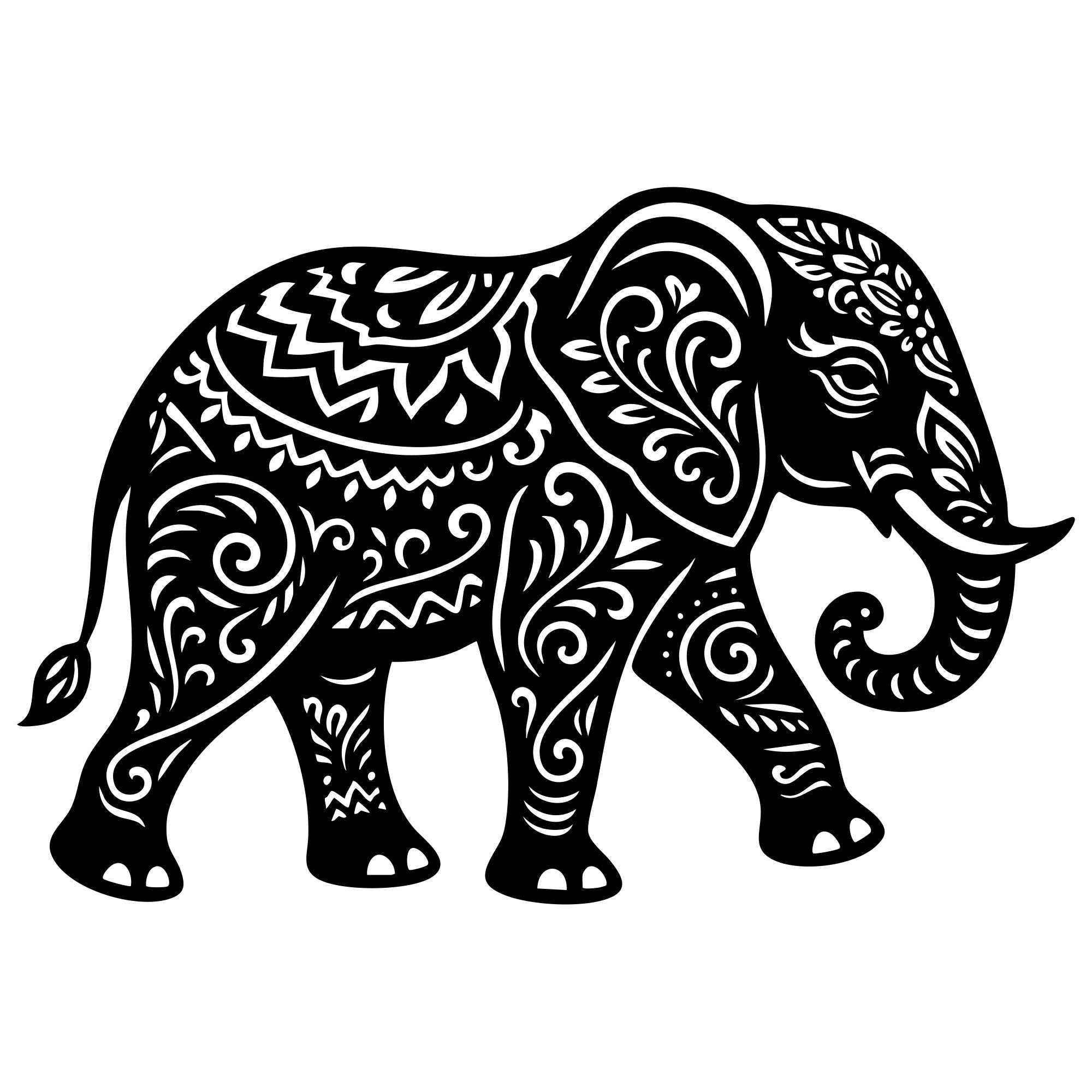 Mandala Elephant DXF File – CNC Cutting Design | AWELEPHANT644