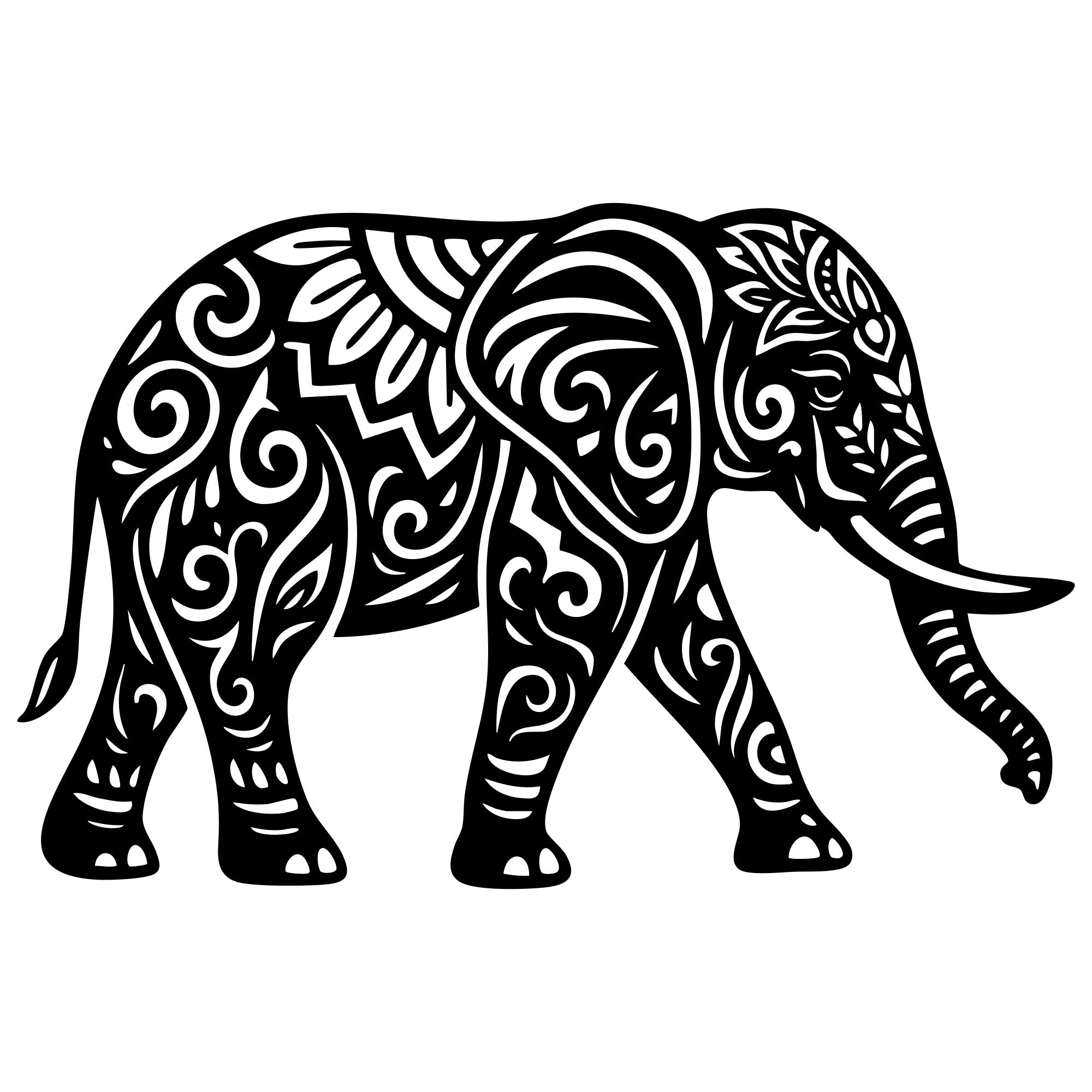 Mandala Elephant DXF File – CNC Cutting Design | AWELEPHANT646
