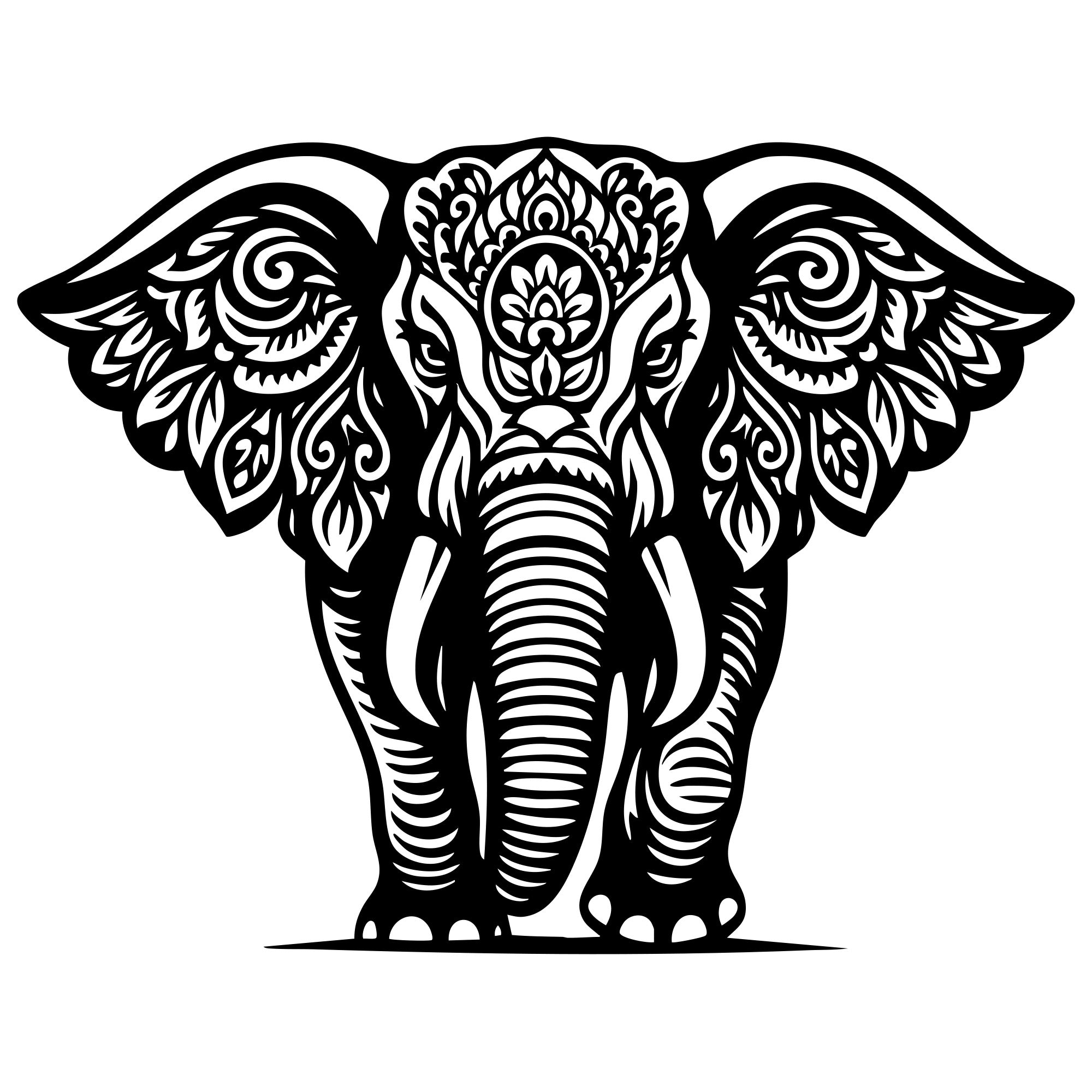 Mandala Elephant DXF File – CNC Cutting Design | AWELEPHANT648