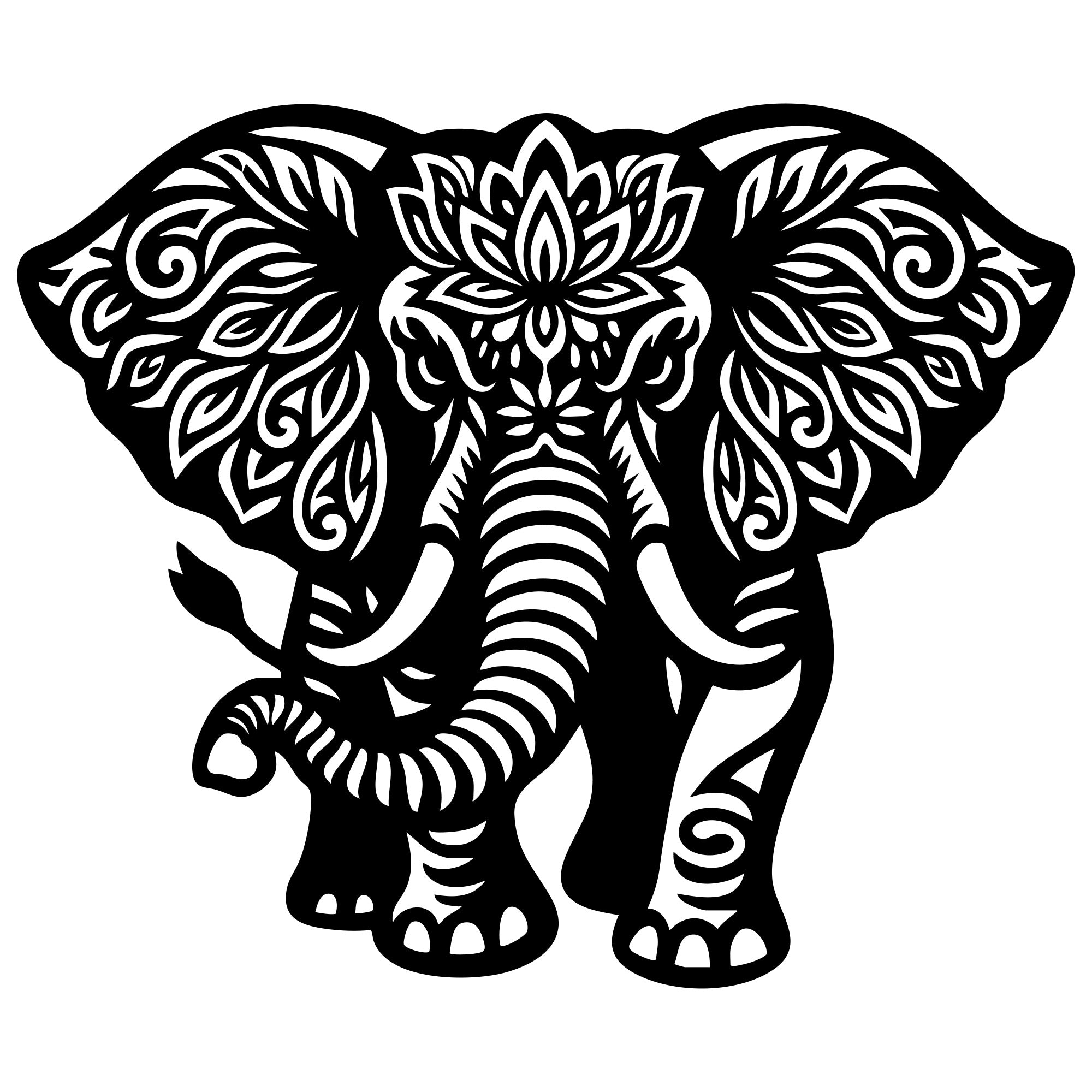 Mandala Elephant DXF File – CNC Cutting Design | AWELEPHANT650