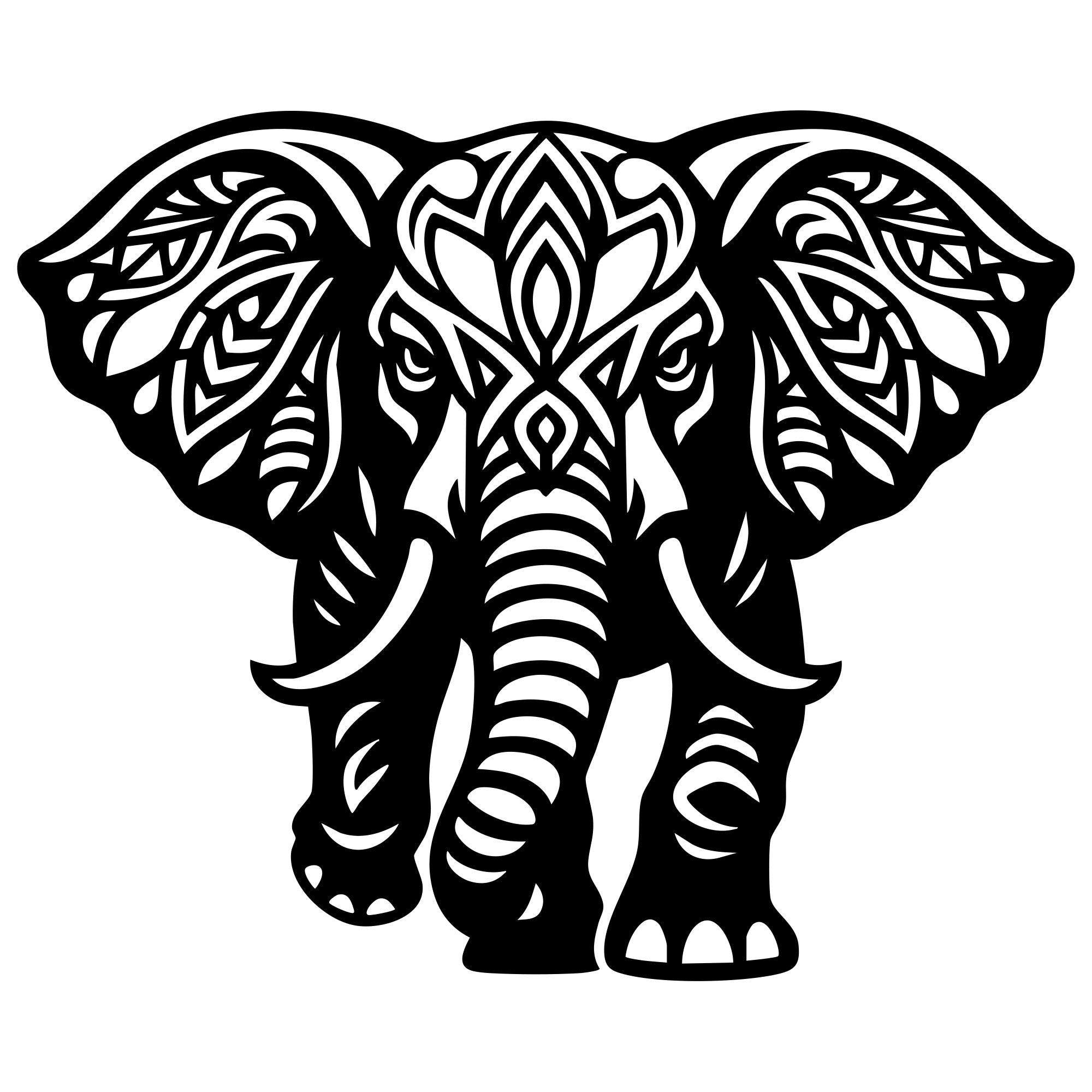 Mandala Elephant DXF File – CNC Cutting Design | AWELEPHANT651