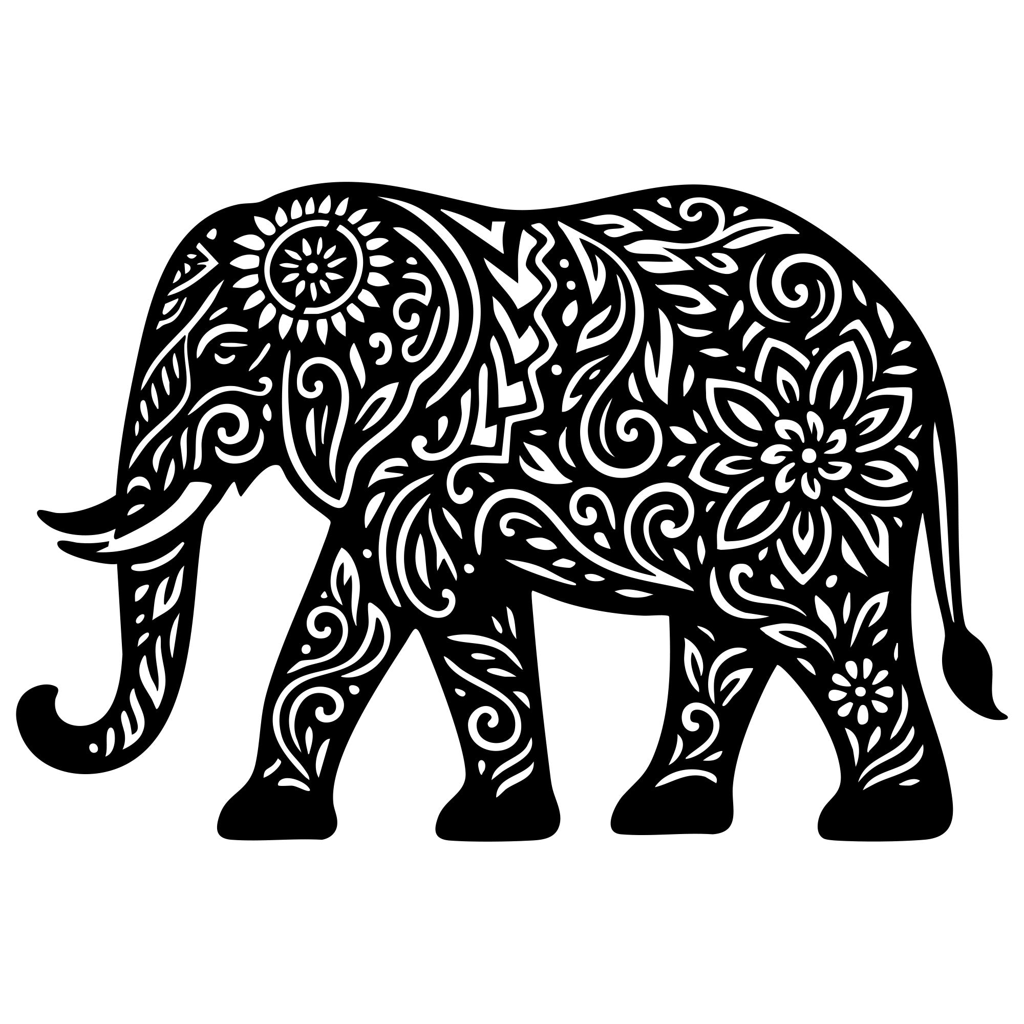 Mandala Elephant DXF File – CNC Cutting Design | AWELEPHANT653
