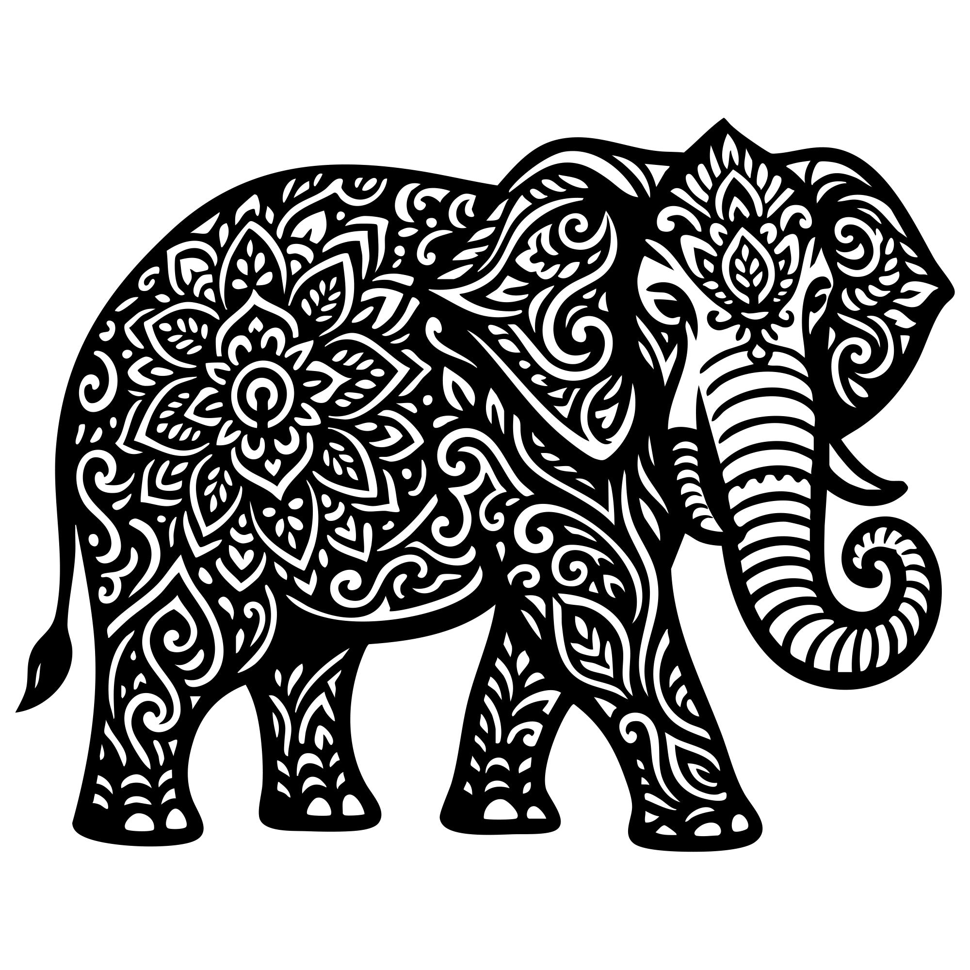 Mandala Elephant DXF File – CNC Cutting Design | AWELEPHANT654