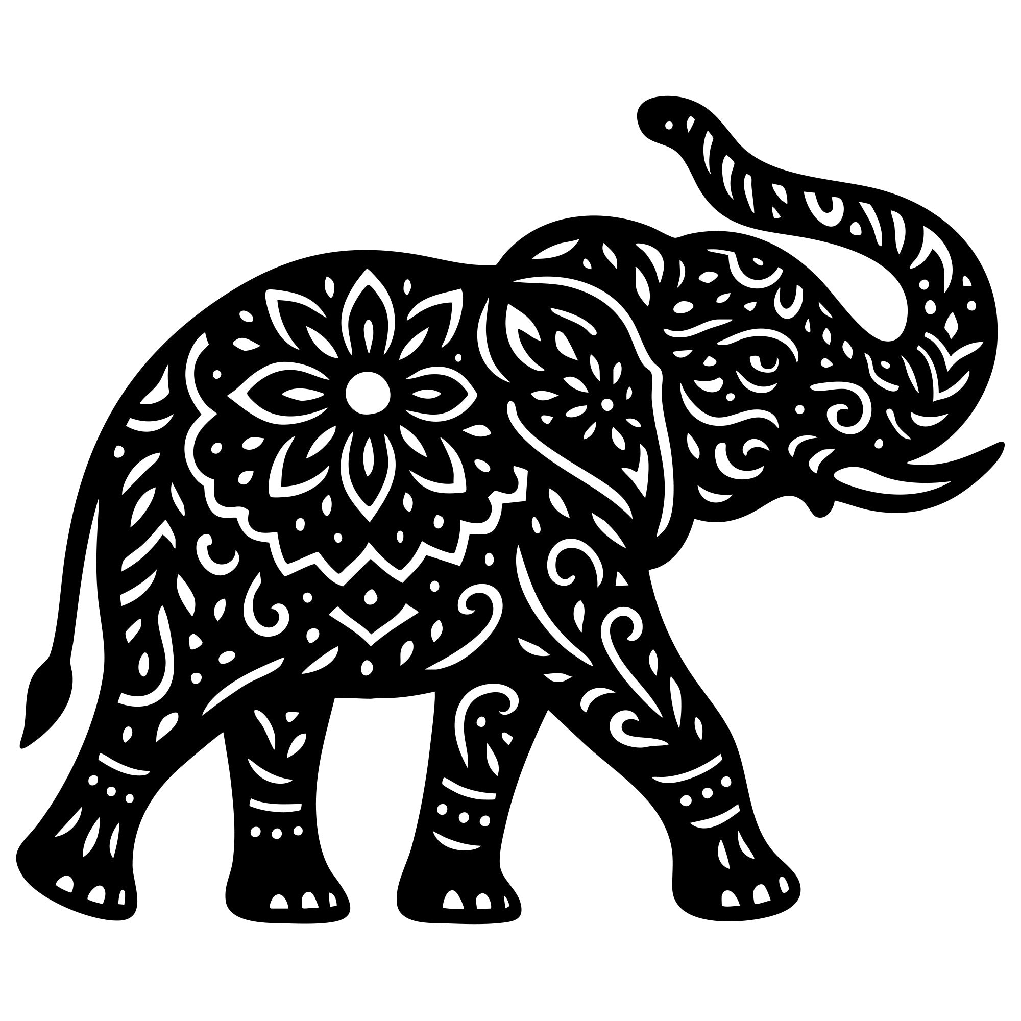 Mandala Elephant DXF File – CNC Cutting Design | AWELEPHANT657