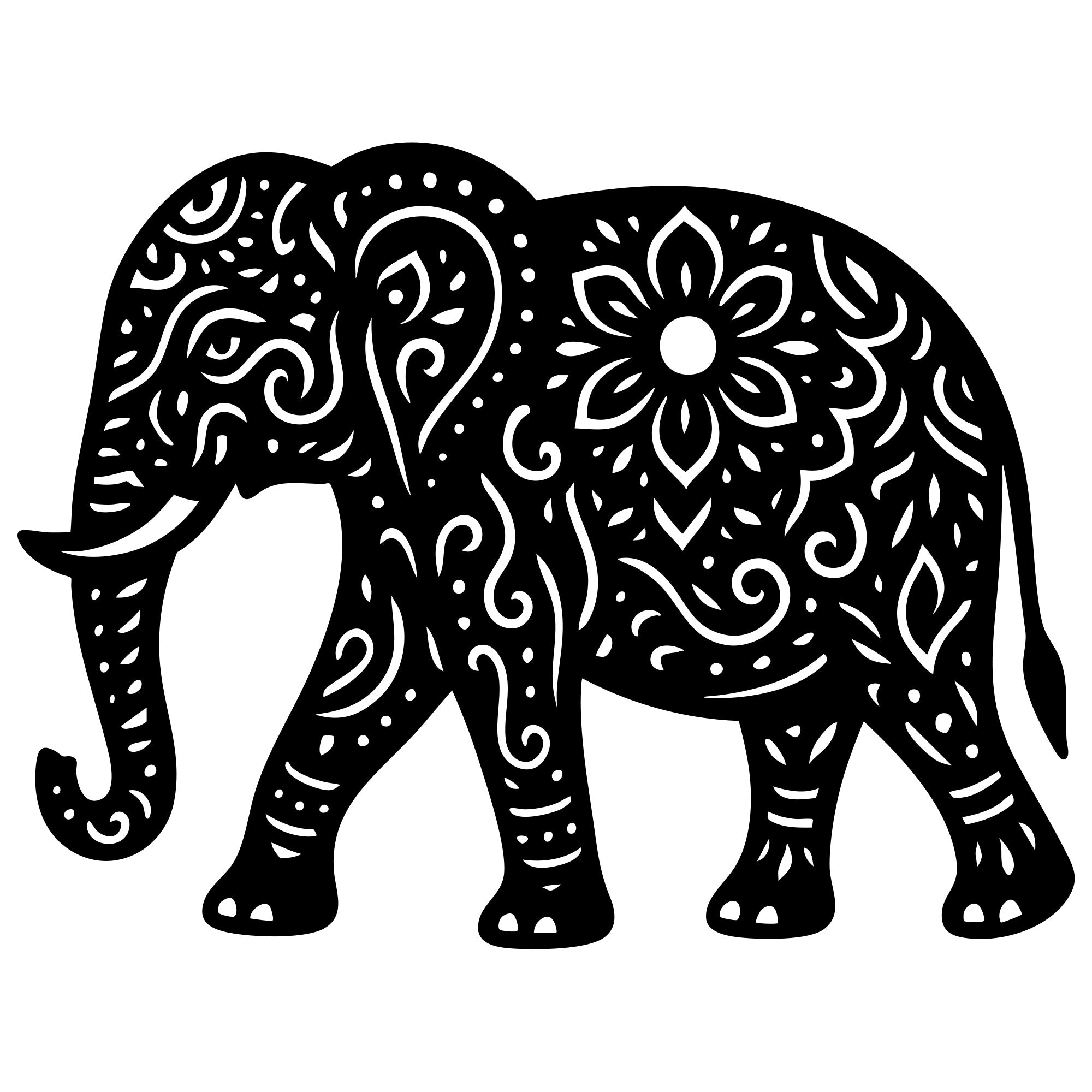 Mandala Elephant DXF File – CNC Cutting Design | AWELEPHANT658