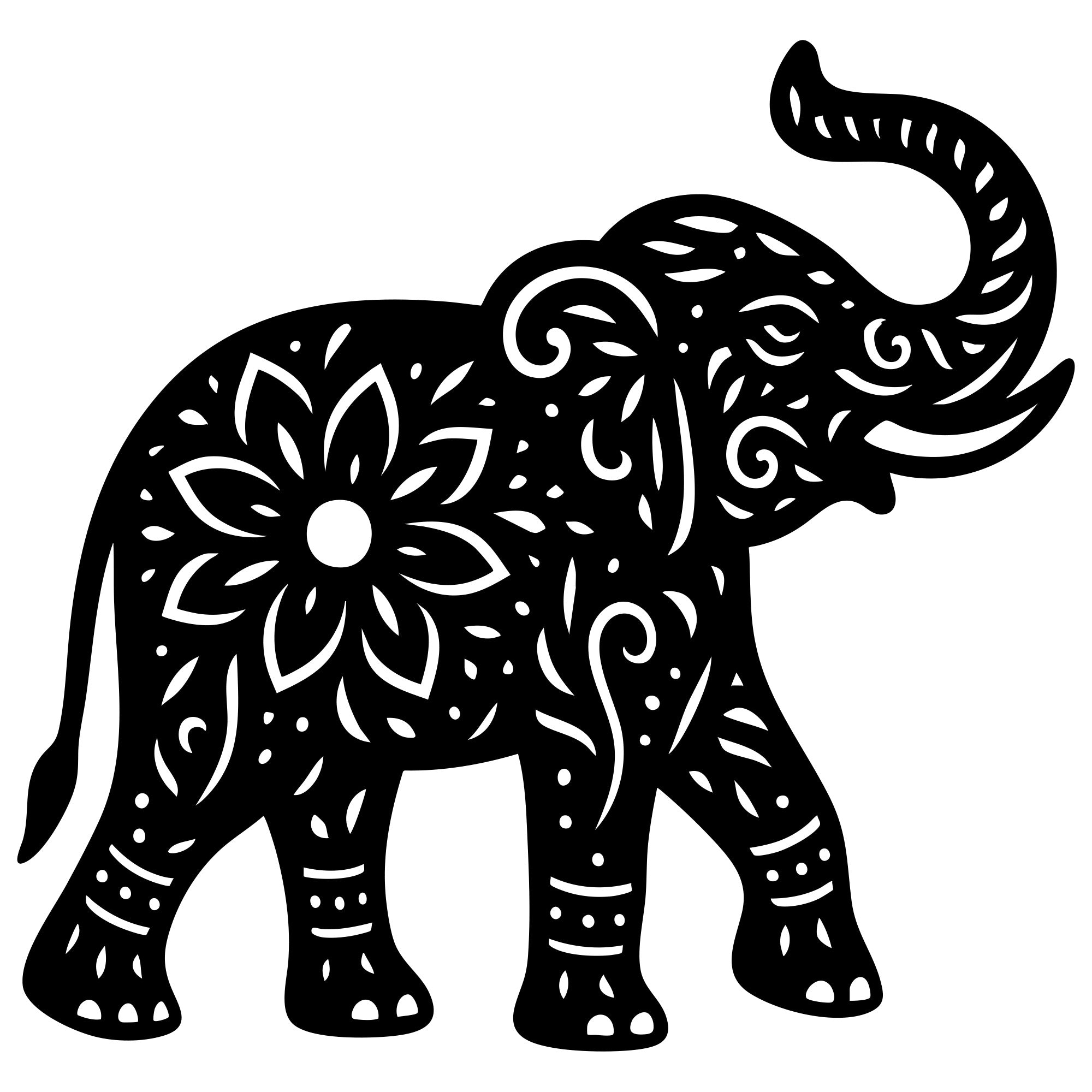 Mandala Elephant DXF File – CNC Cutting Design | AWELEPHANT661