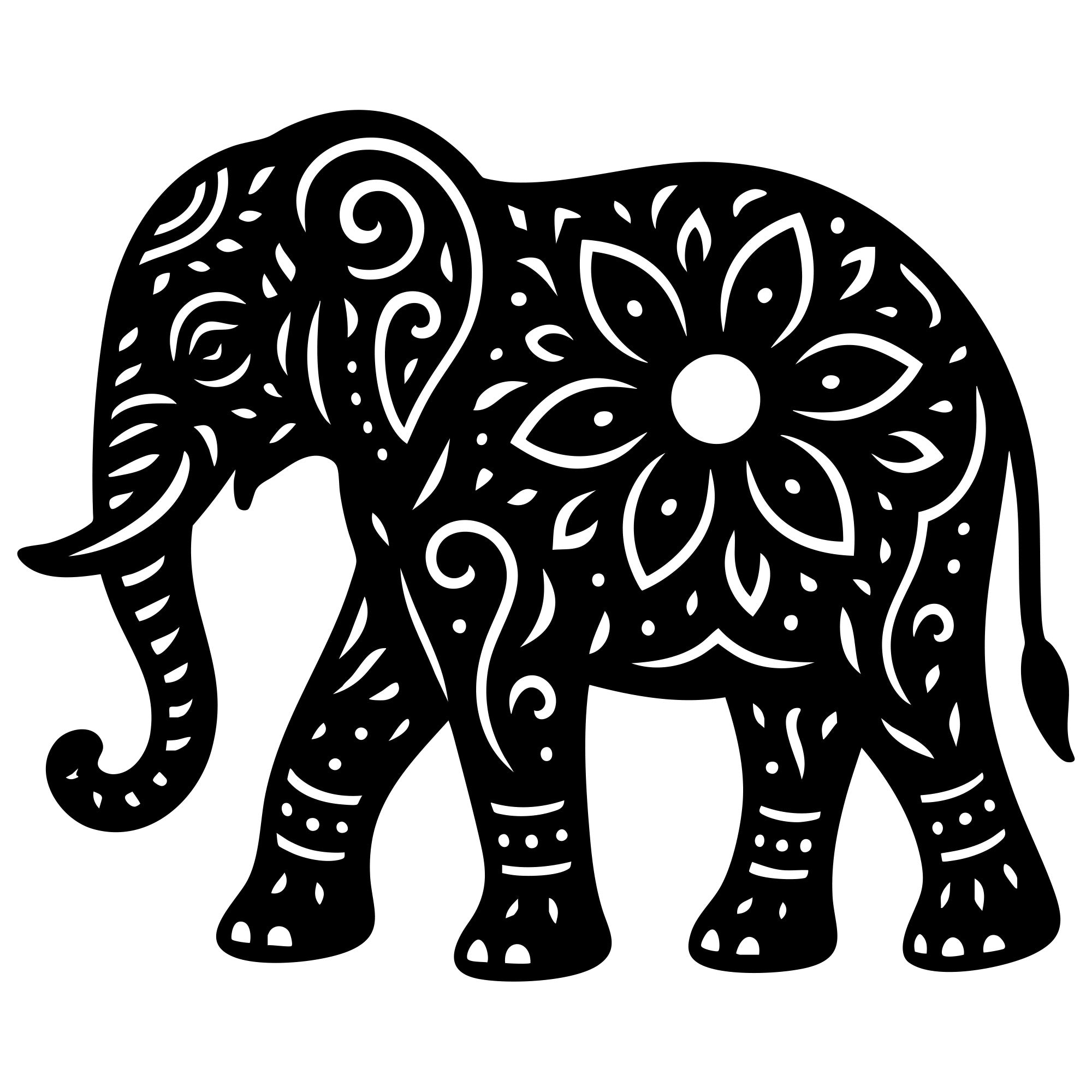 Mandala Elephant DXF File – CNC Cutting Design | AWELEPHANT662