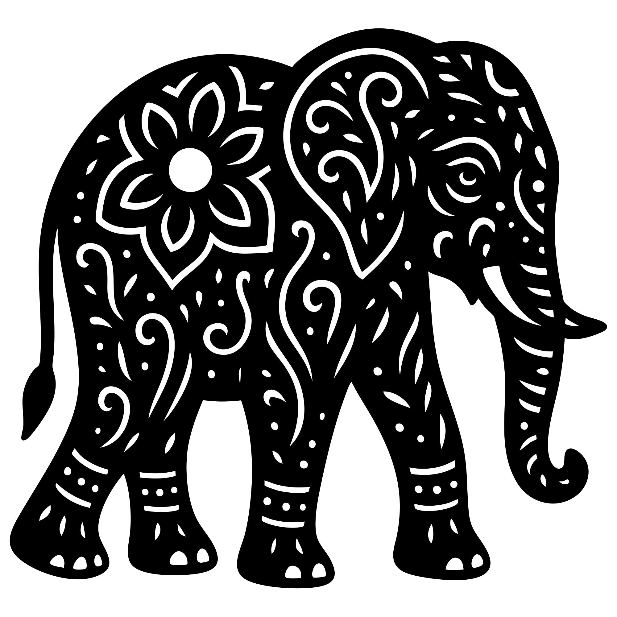 Mandala Elephant DXF File – CNC Cutting Design | AWELEPHANT663