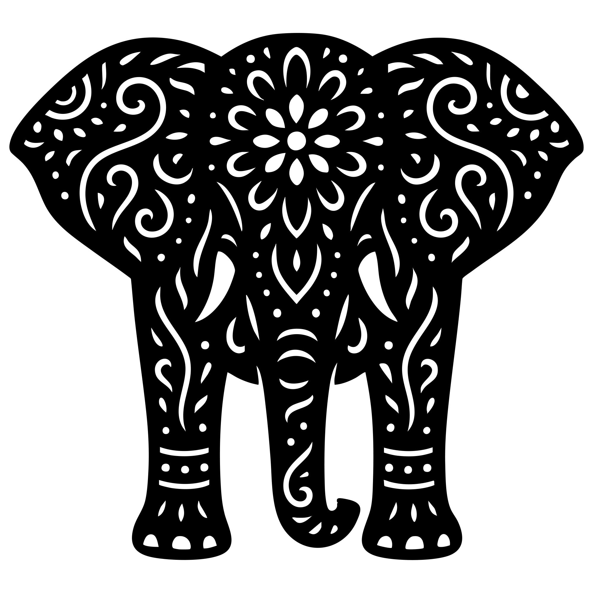 Mandala Elephant DXF File – CNC Cutting Design | AWELEPHANT664