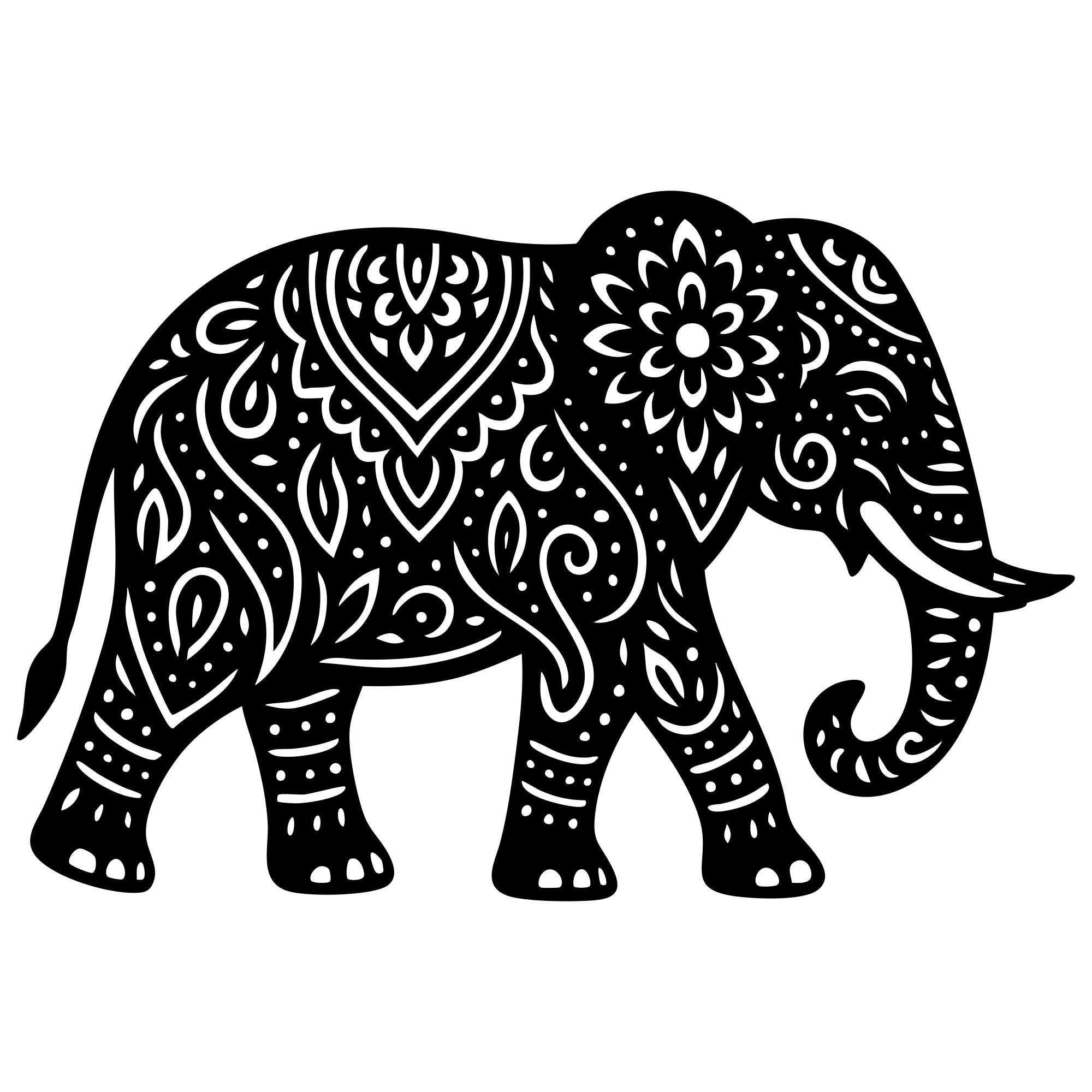 Mandala Elephant DXF File – CNC Cutting Design | AWELEPHANT666