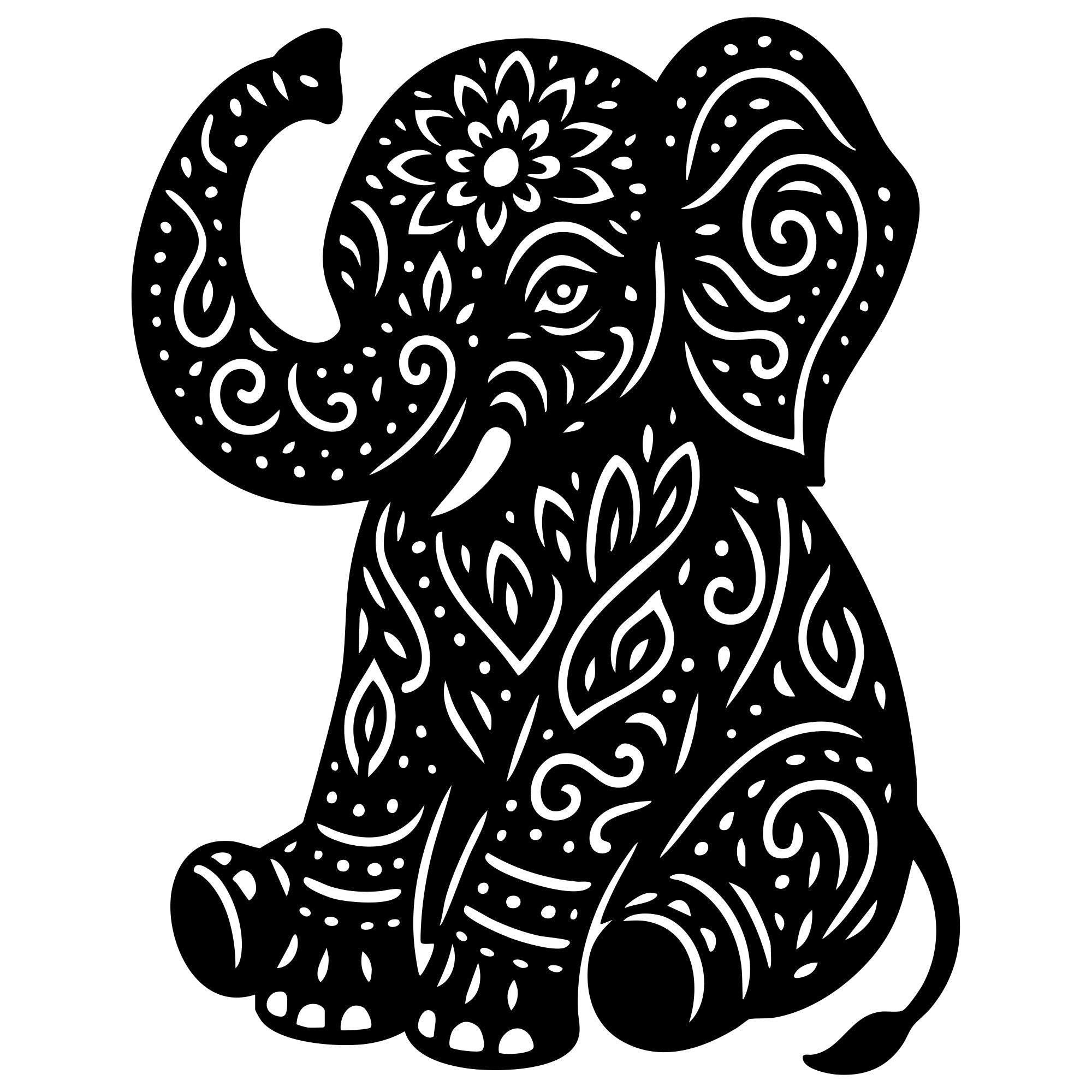 Mandala Elephant DXF File – CNC Cutting Design | AWELEPHANT667