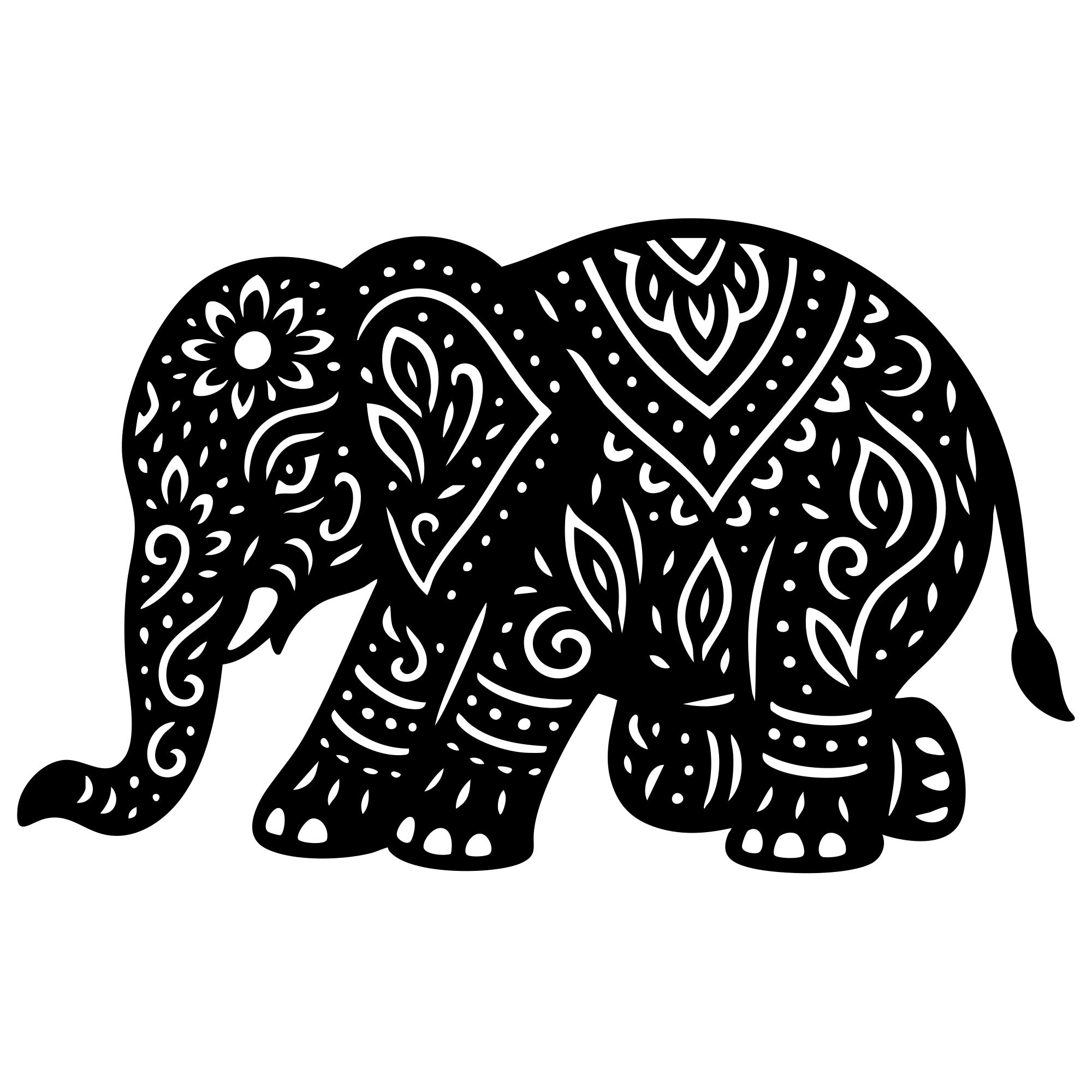 Mandala Elephant DXF File – CNC Cutting Design | AWELEPHANT668