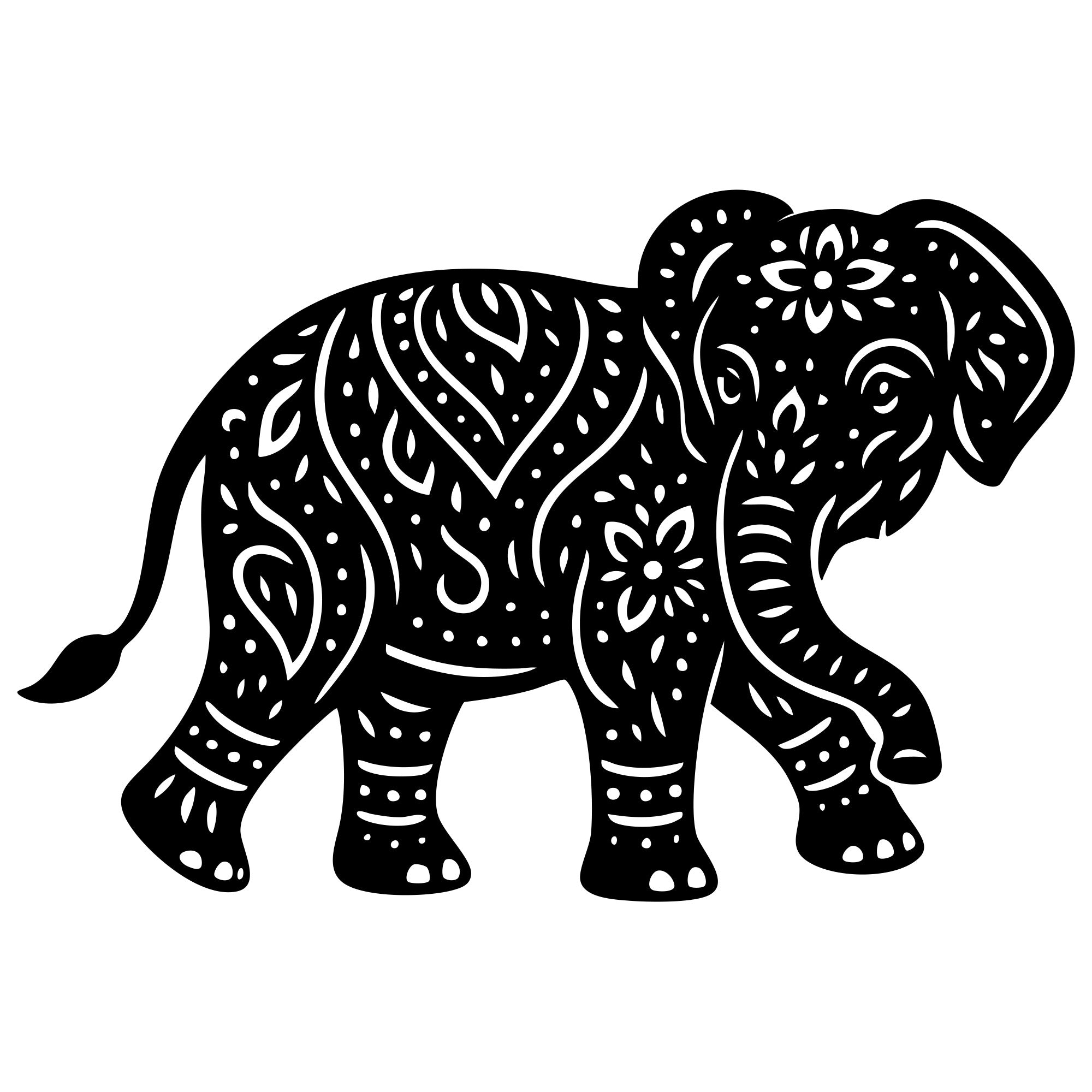 Mandala Elephant DXF File – CNC Cutting Design | AWELEPHANT672