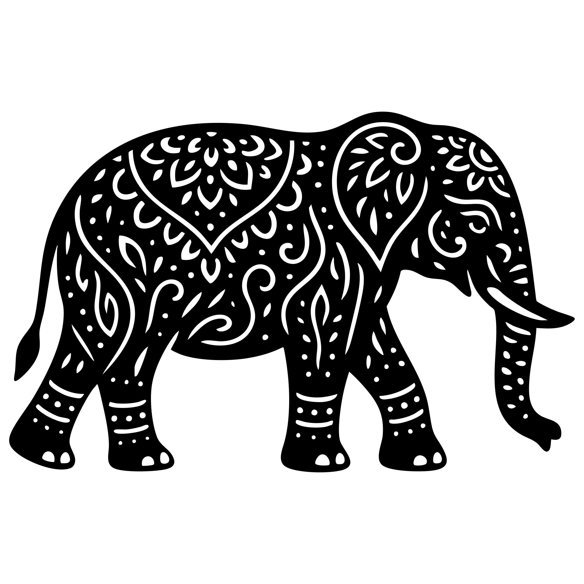 Mandala Elephant DXF File – CNC Cutting Design | AWELEPHANT675