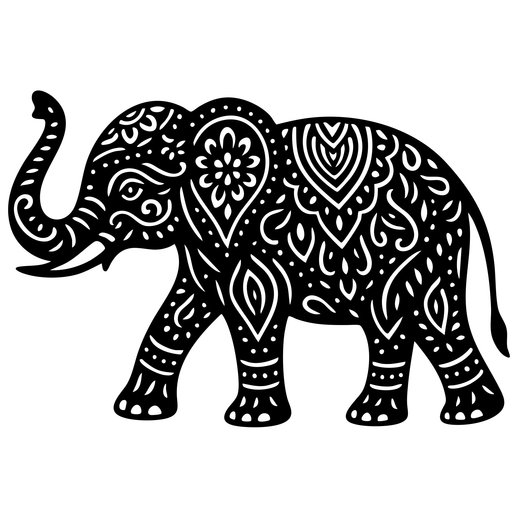 Mandala Elephant DXF File – CNC Cutting Design | AWELEPHANT676