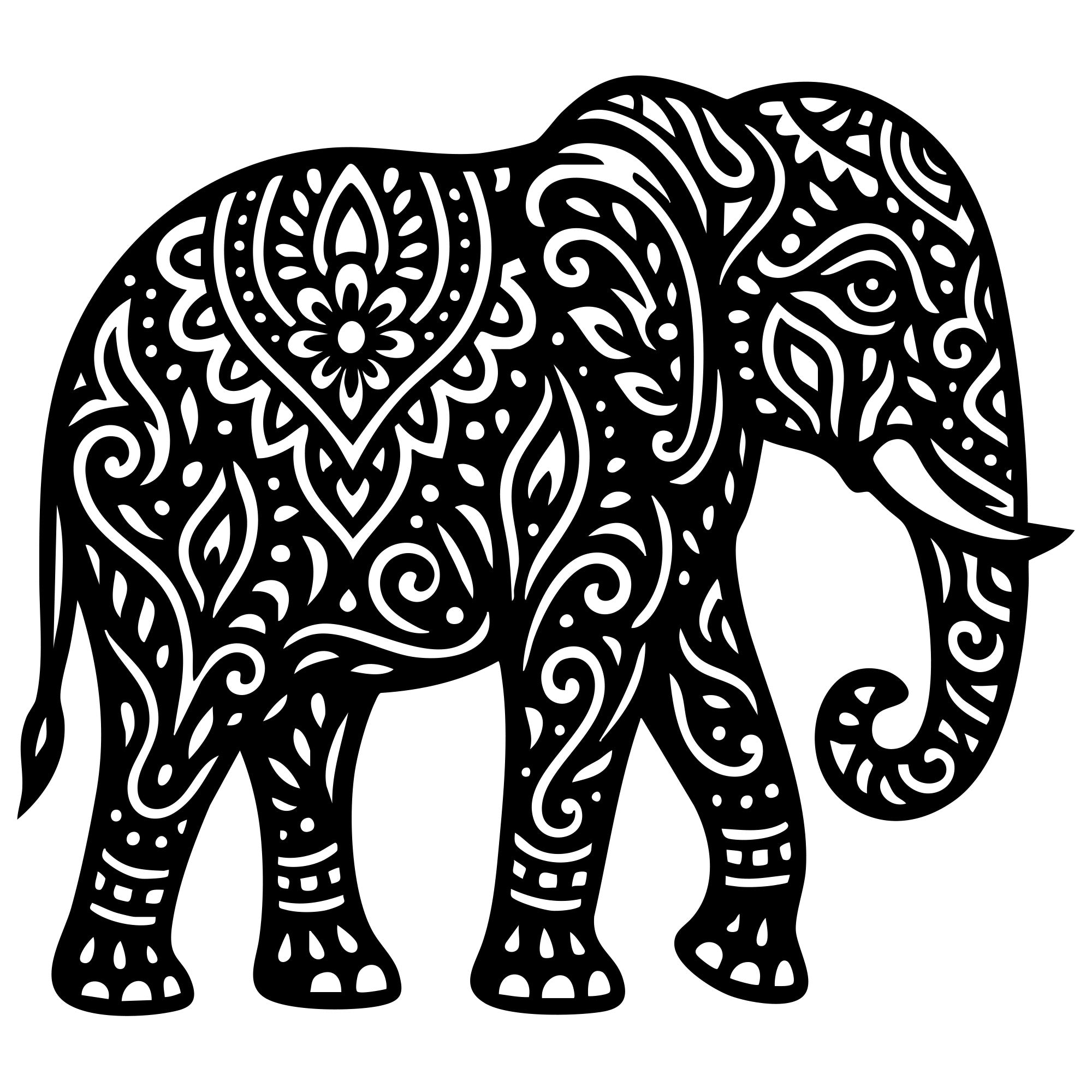 Mandala Elephant DXF File – CNC Cutting Design | AWELEPHANT679