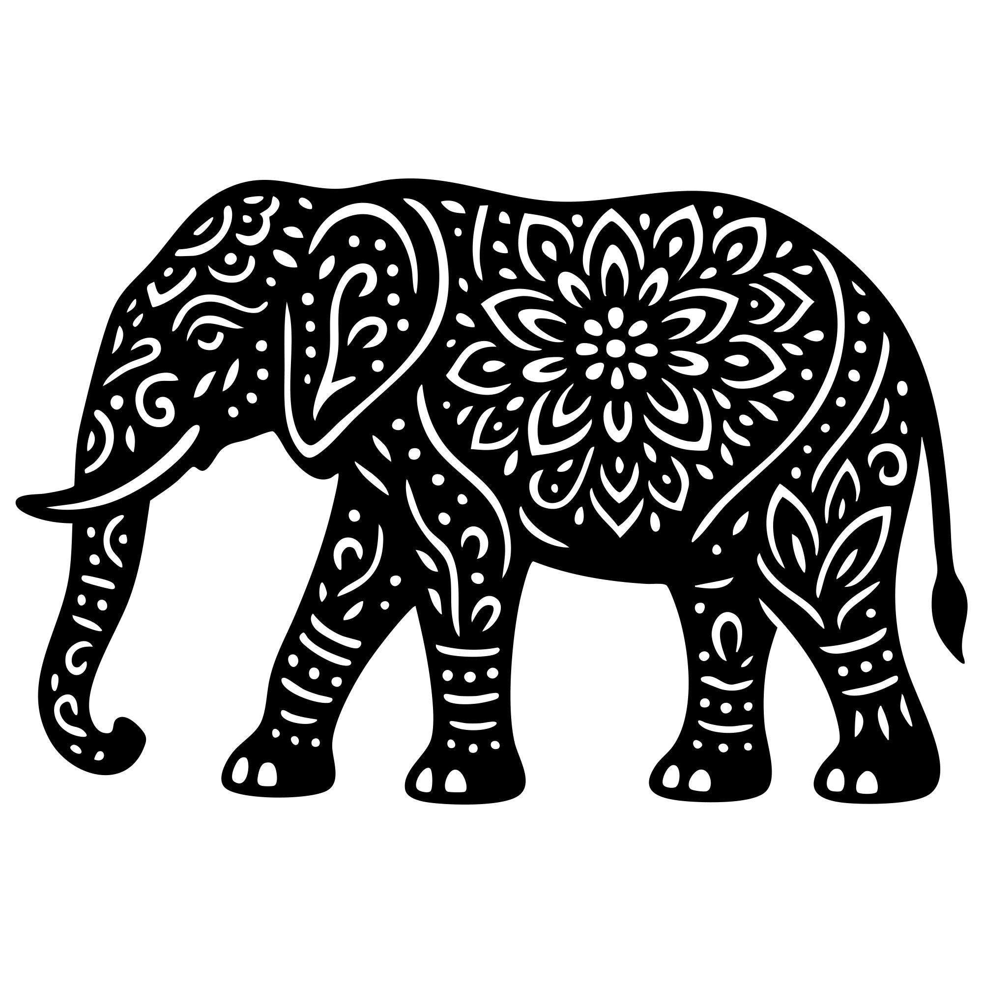 Mandala Elephant DXF File – CNC Cutting Design | AWELEPHANT682