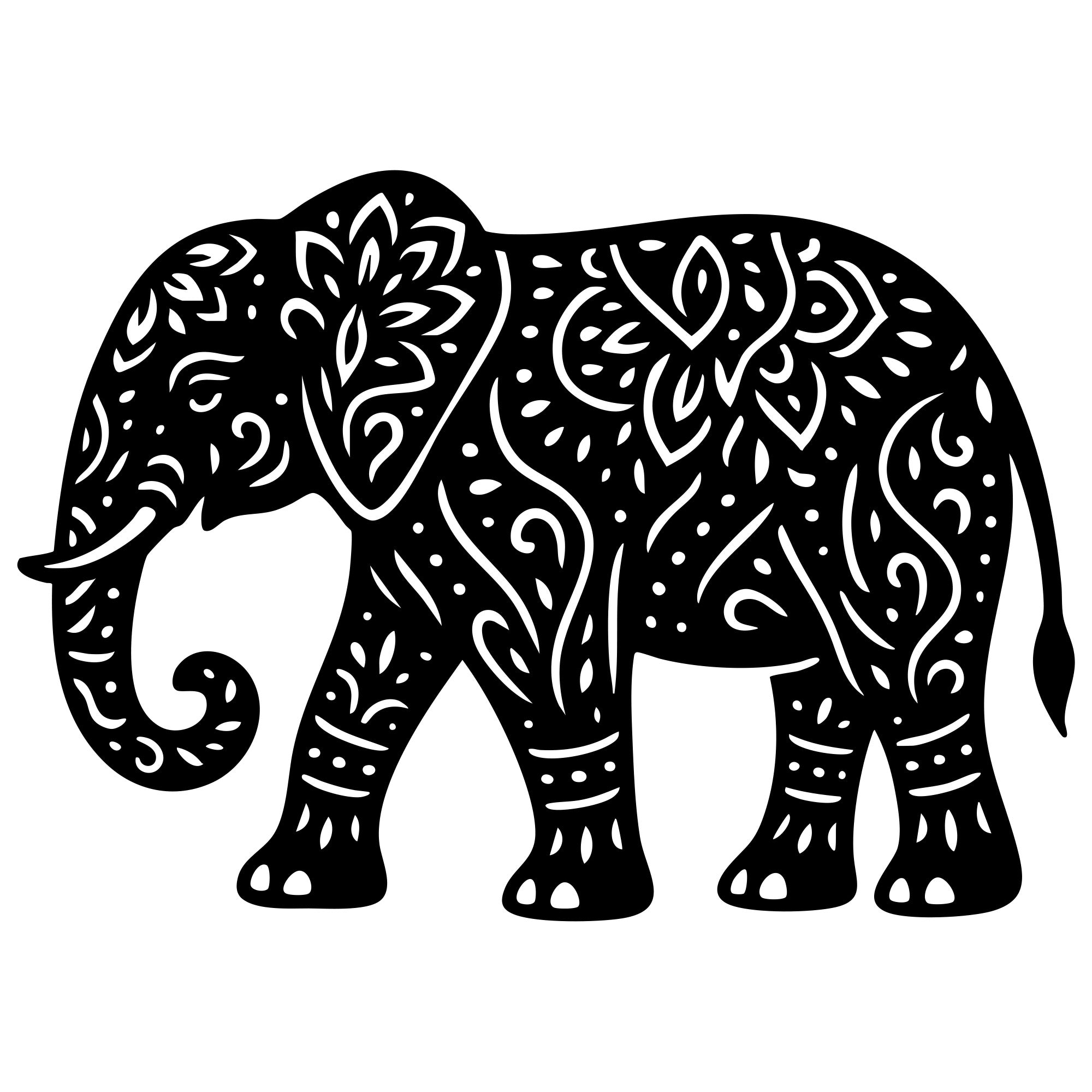 Mandala Elephant DXF File – CNC Cutting Design | AWELEPHANT684