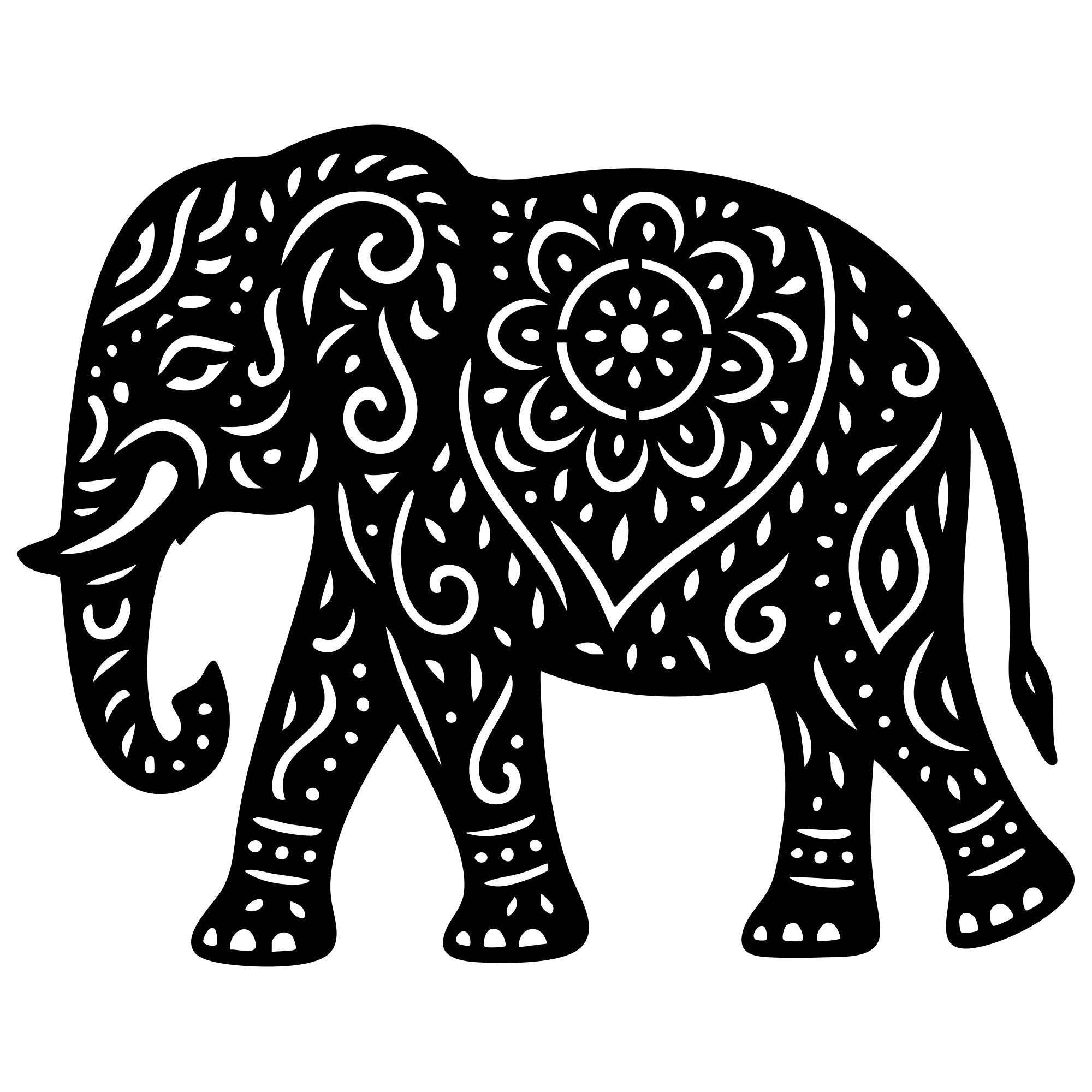 Mandala Elephant DXF File – CNC Cutting Design | AWELEPHANT686