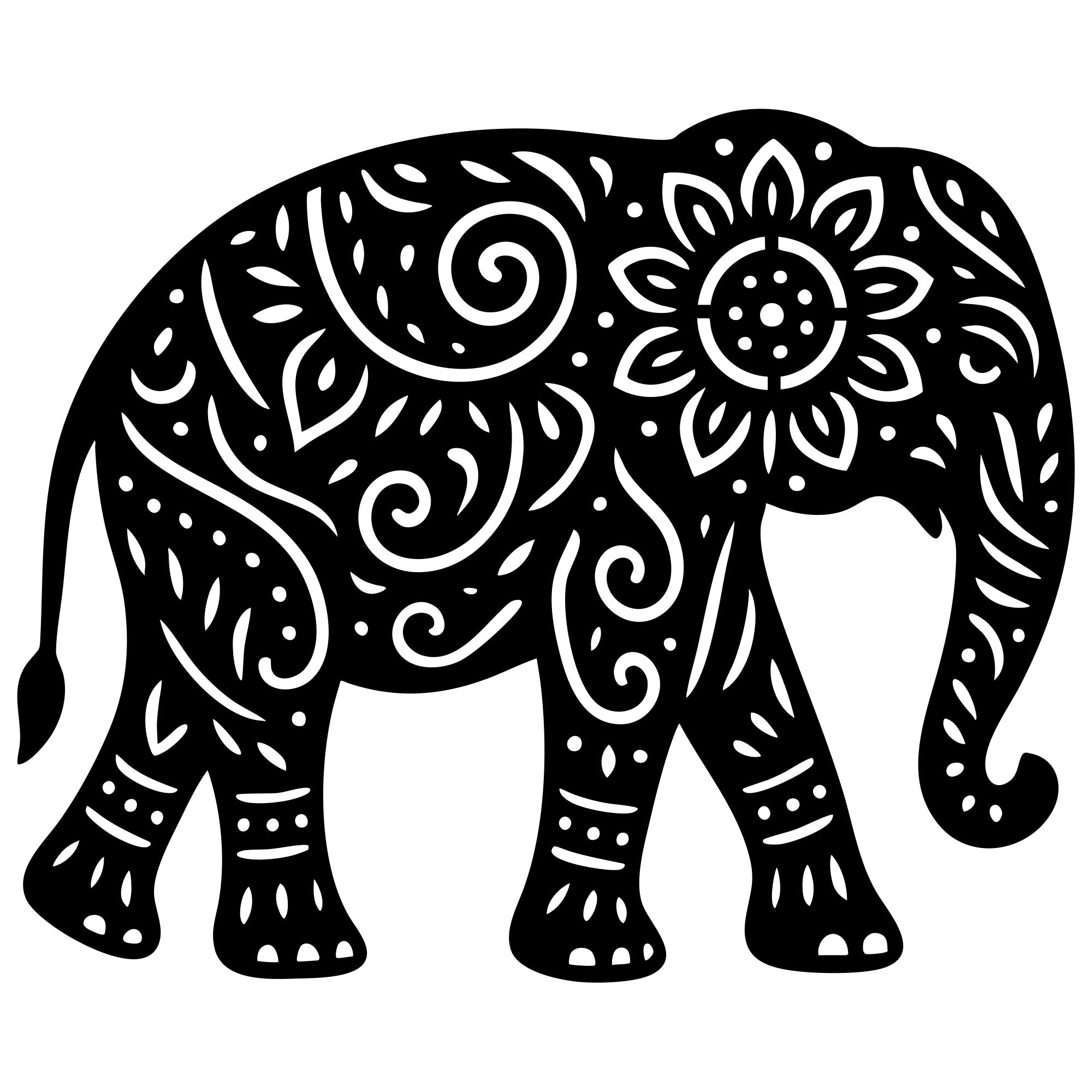 Mandala Elephant DXF File – CNC Cutting Design | AWELEPHANT687