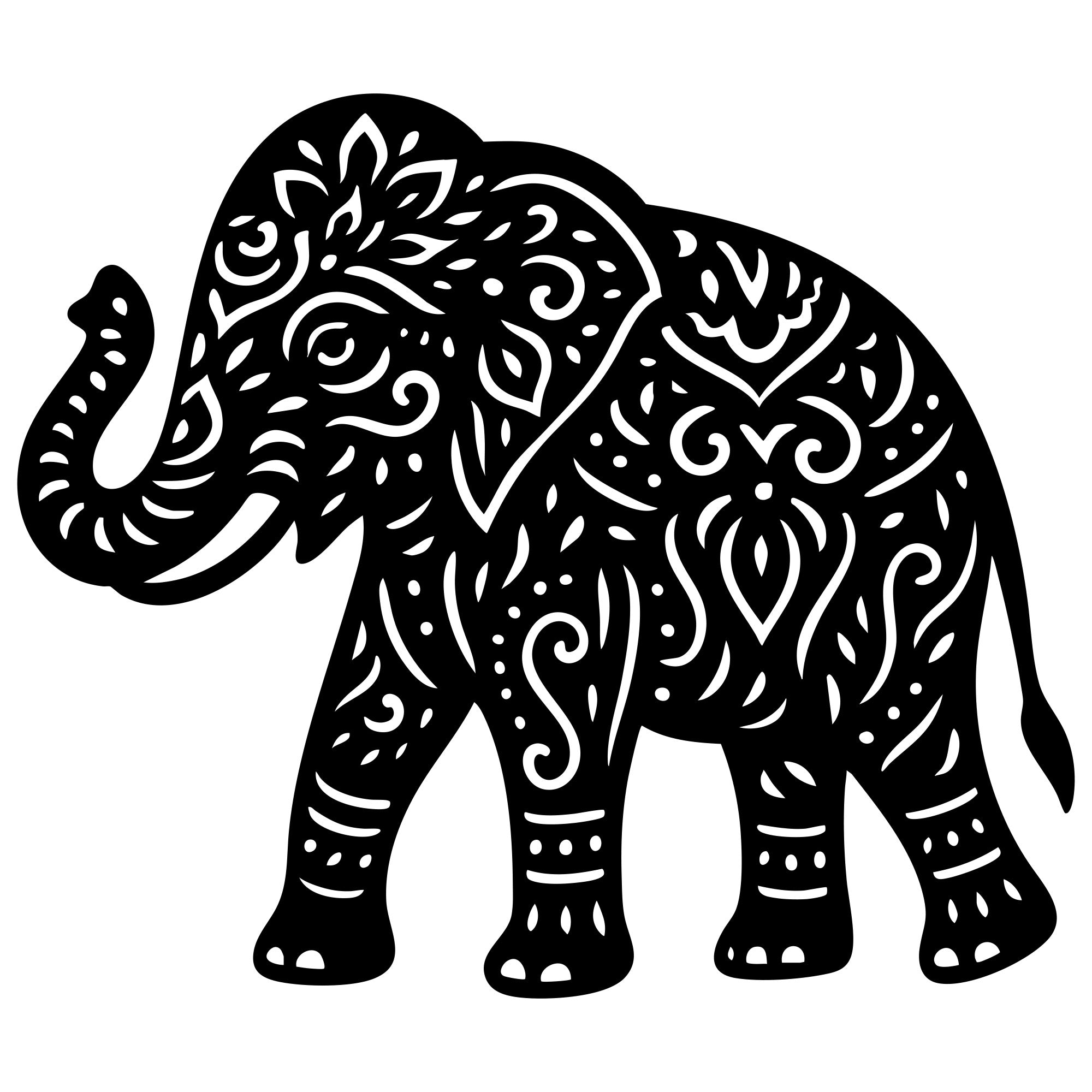 Mandala Elephant DXF File – CNC Cutting Design | AWELEPHANT688