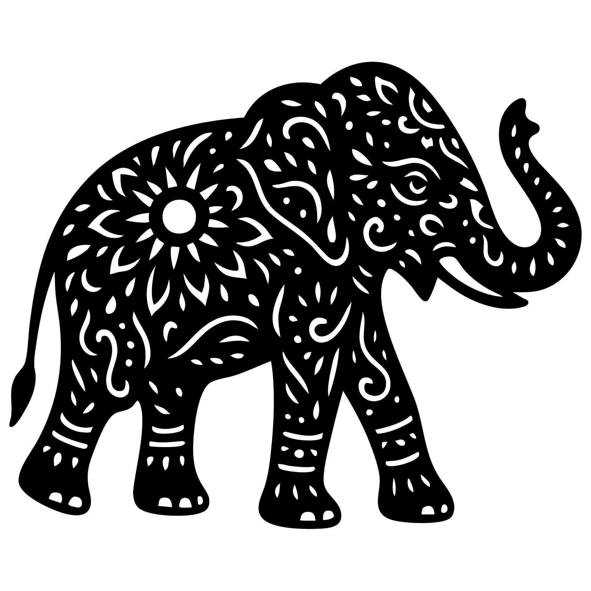 Mandala Elephant DXF File – CNC Cutting Design | AWELEPHANT689