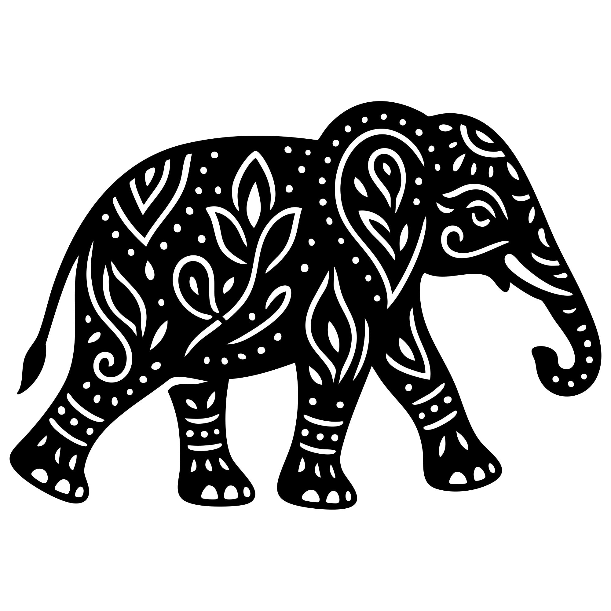 Mandala Elephant DXF File – CNC Cutting Design | AWELEPHANT695