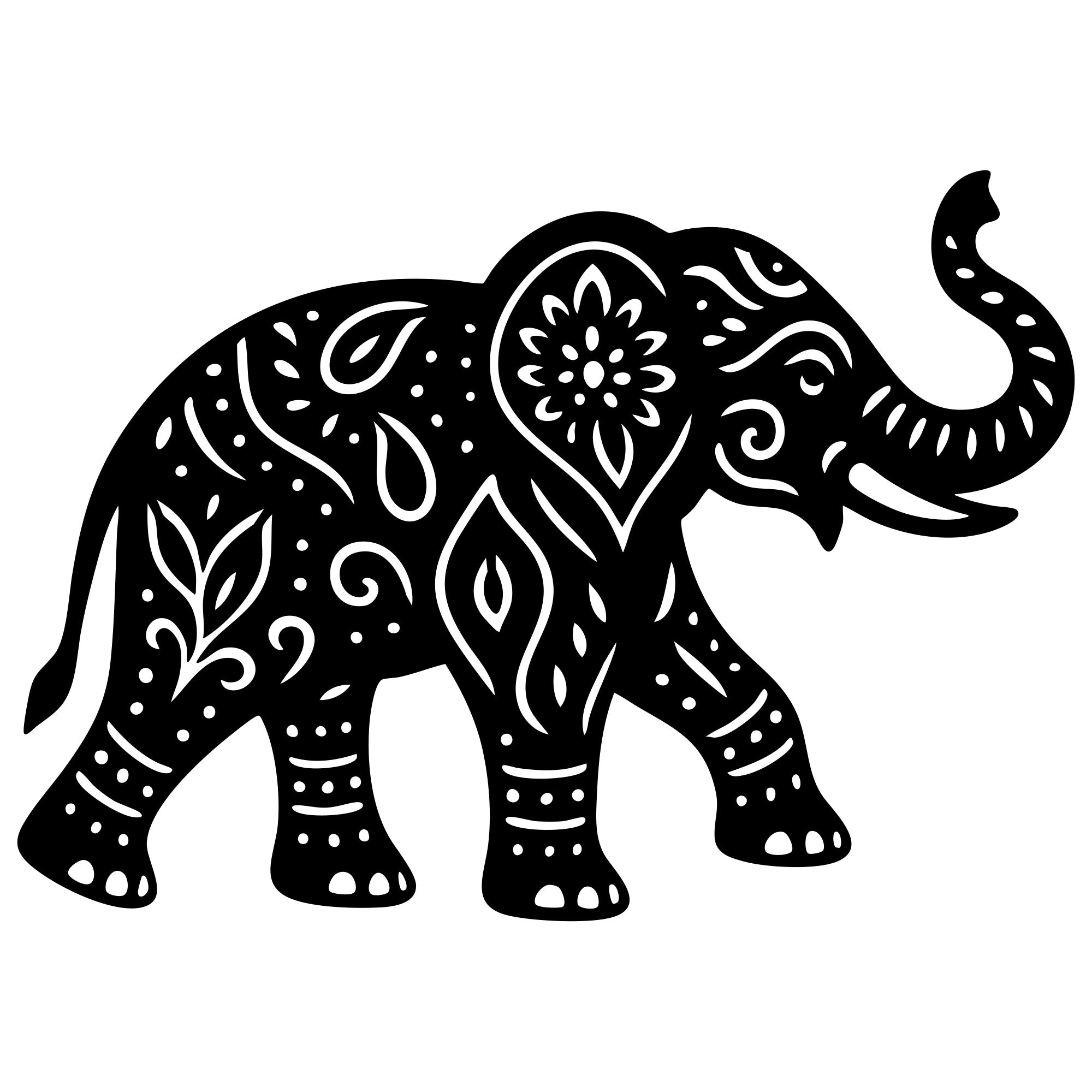 Mandala Elephant DXF File – CNC Cutting Design | AWELEPHANT697