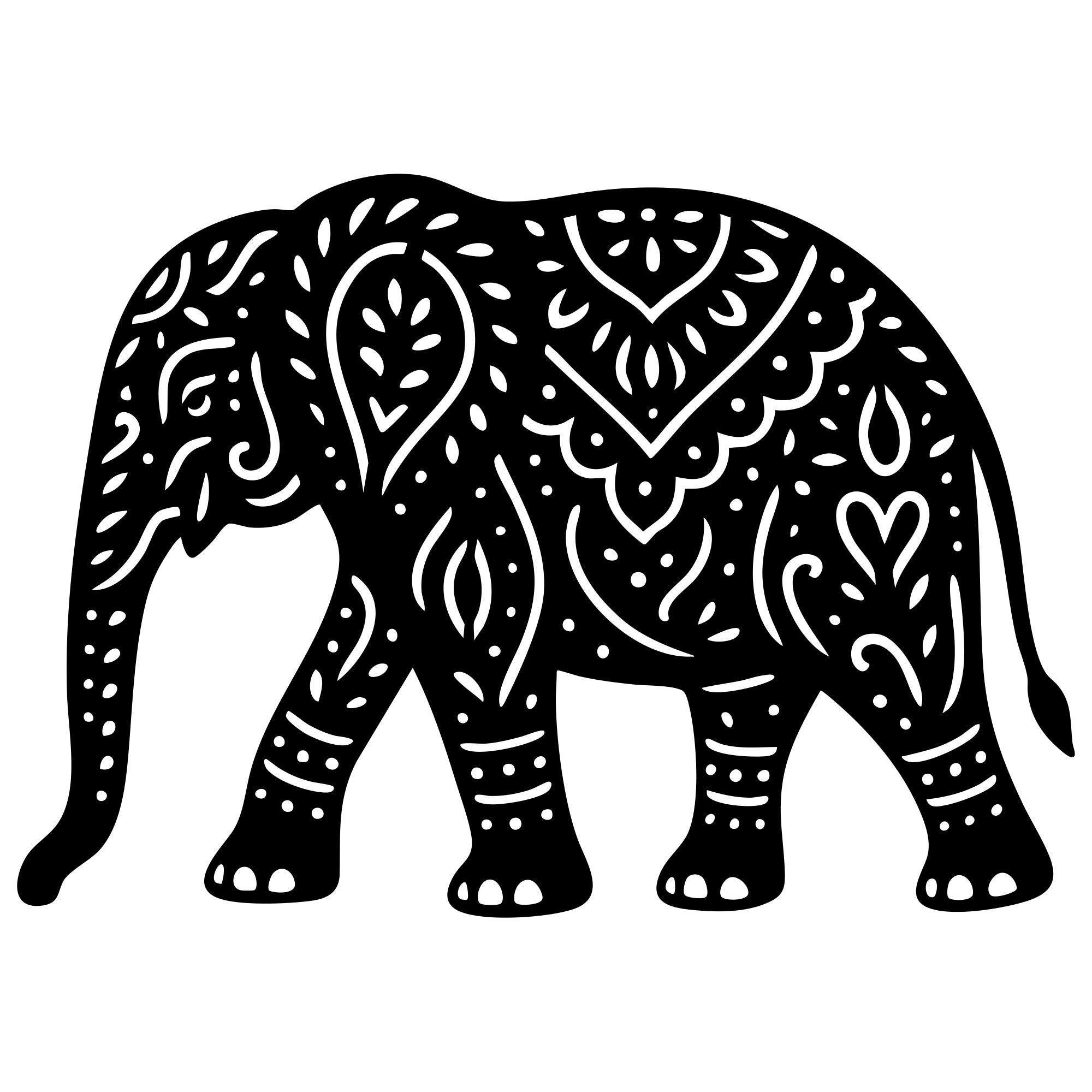 Mandala Elephant DXF File – CNC Cutting Design | AWELEPHANT700
