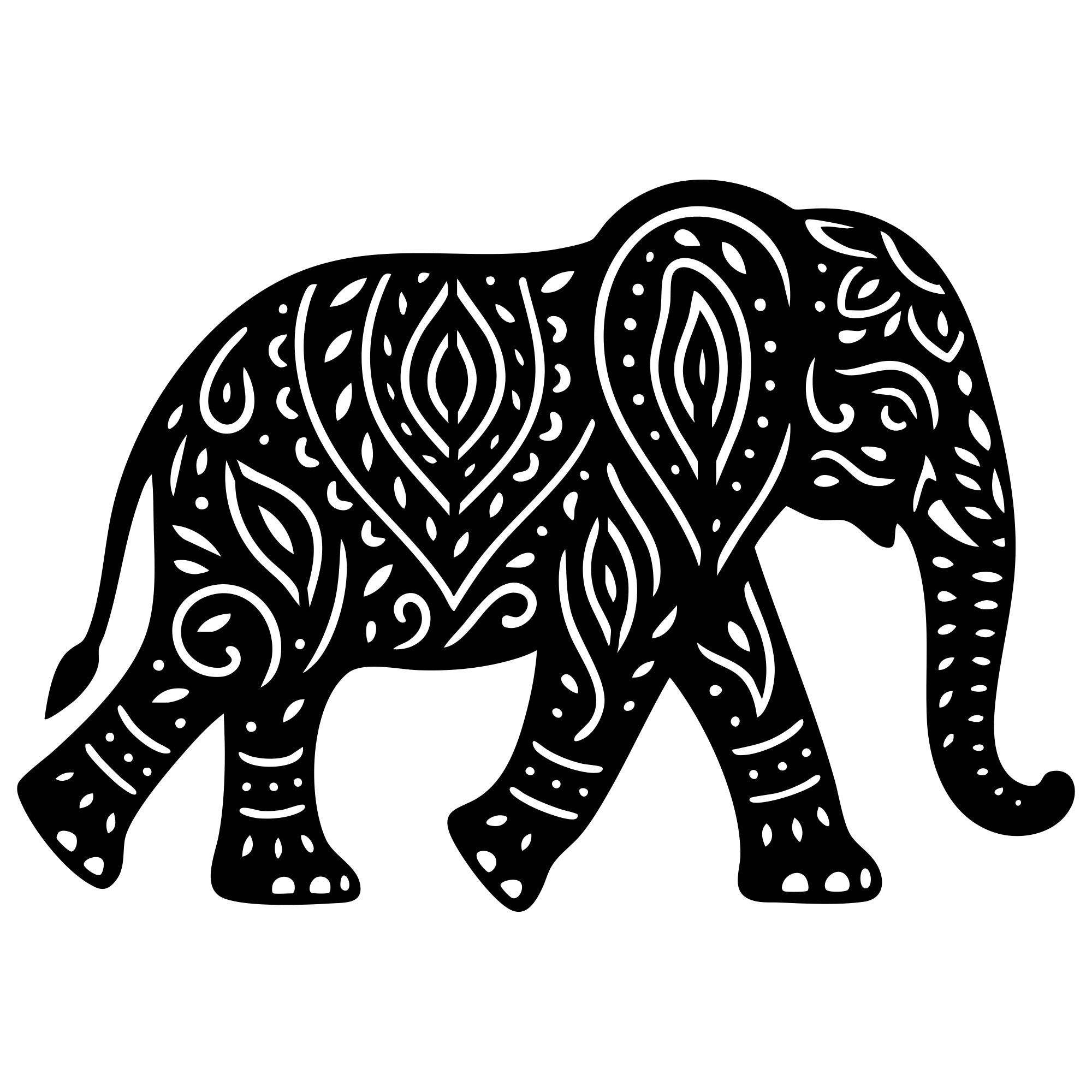 Mandala Elephant DXF File – CNC Cutting Design | AWELEPHANT701