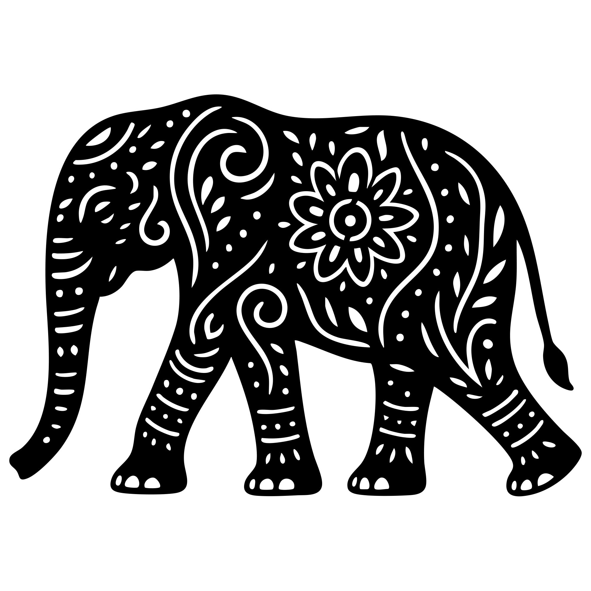 Mandala Elephant DXF File – CNC Cutting Design | AWELEPHANT702