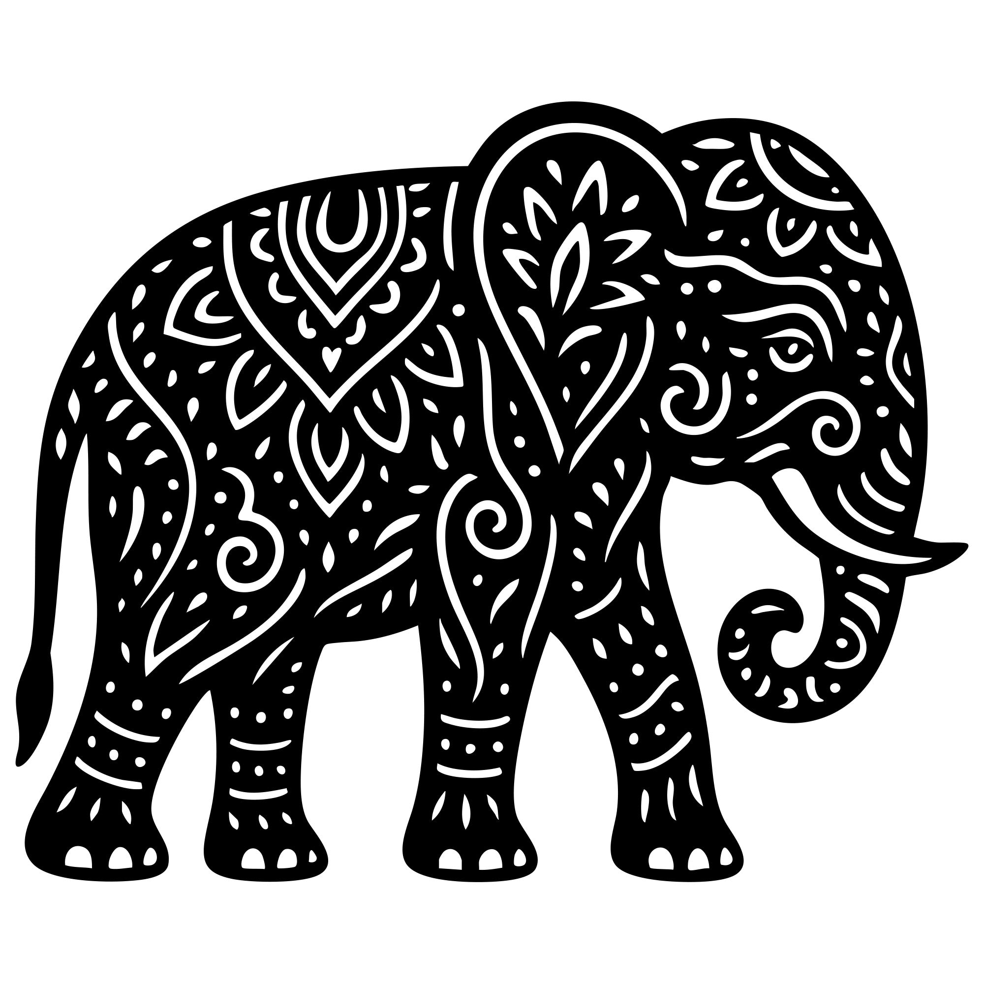 Mandala Elephant DXF File – CNC Cutting Design | AWELEPHANT705